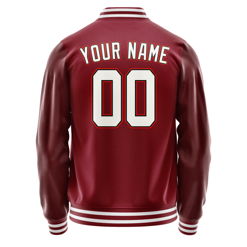 Custom Crimson White Solid Color Varsity Letterman Jacket JA02240617KZ512