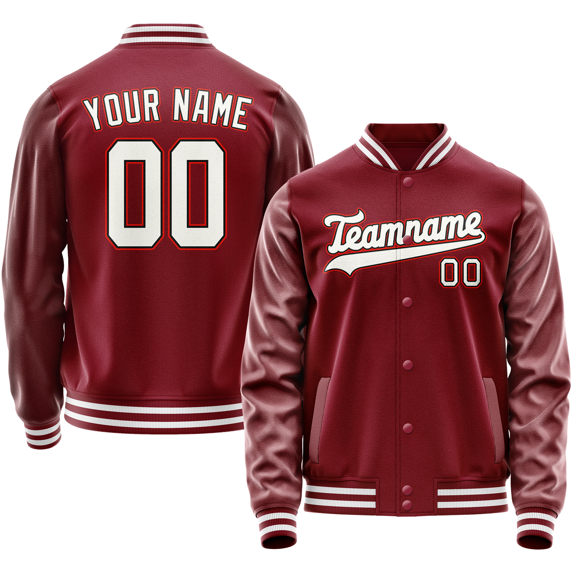 Custom Crimson White Solid Color Varsity Letterman Jacket JA02240617KZ512