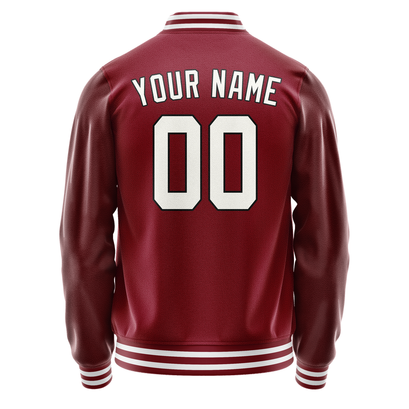 Custom Crimson White Solid Color Varsity Letterman Jacket JA02240617KZ509