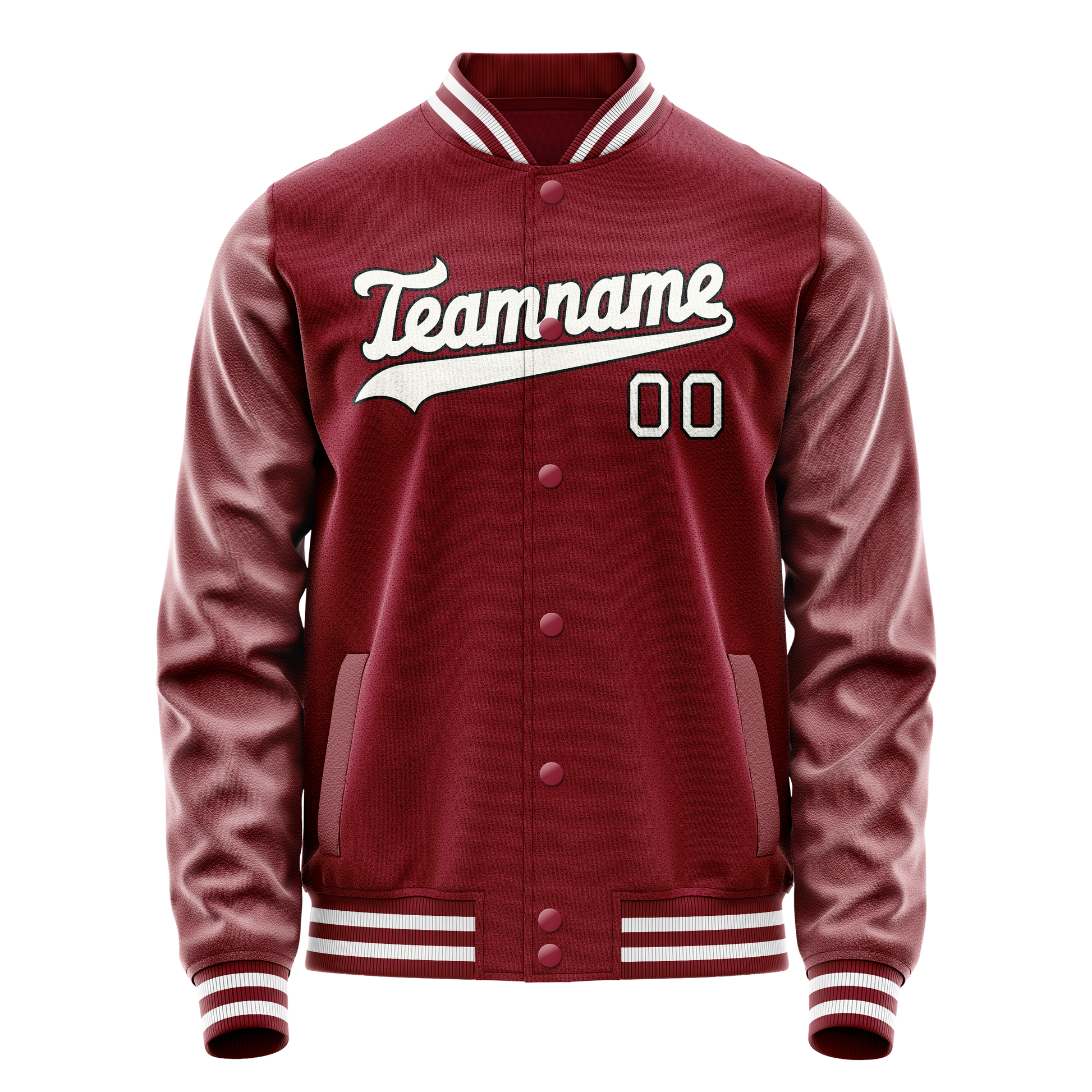 Custom Crimson White Solid Color Varsity Letterman Jacket JA02240617KZ509