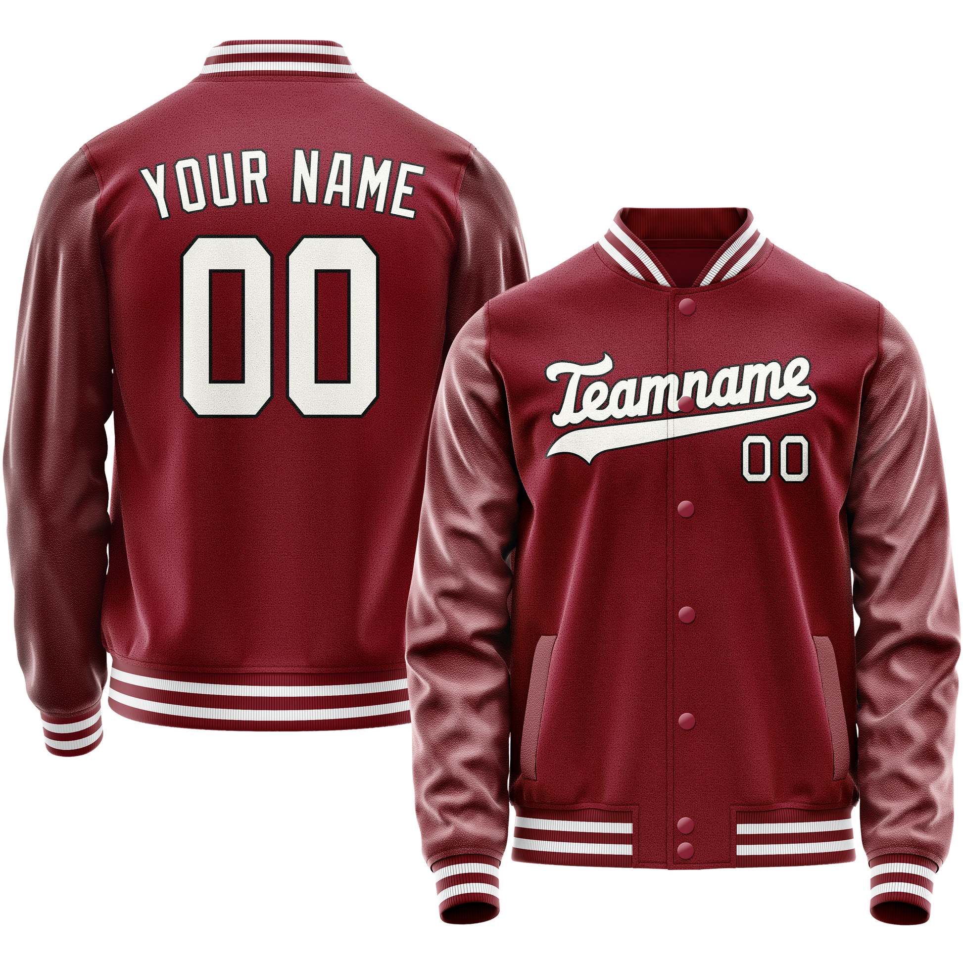 Custom Crimson White Solid Color Varsity Letterman Jacket JA02240617KZ509