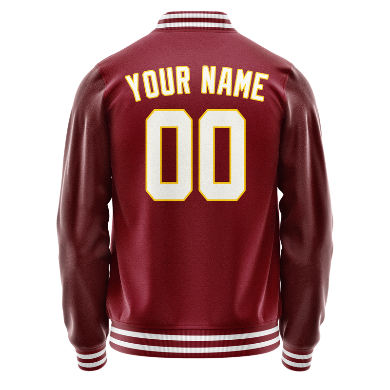 Custom Crimson White Solid Color Varsity Letterman Jacket JA02240617KZ534
