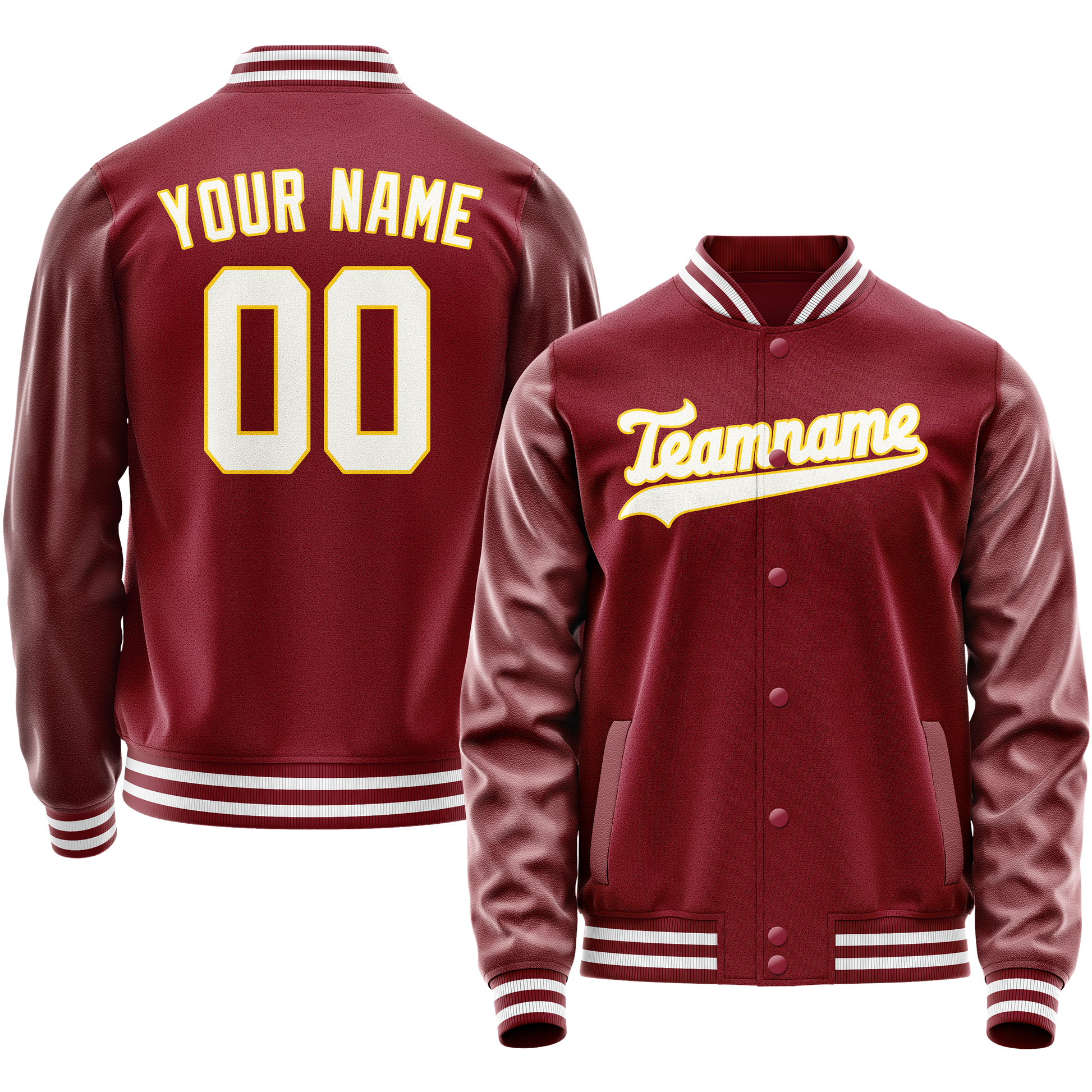 Custom Crimson White Solid Color Varsity Letterman Jacket JA02240617KZ534