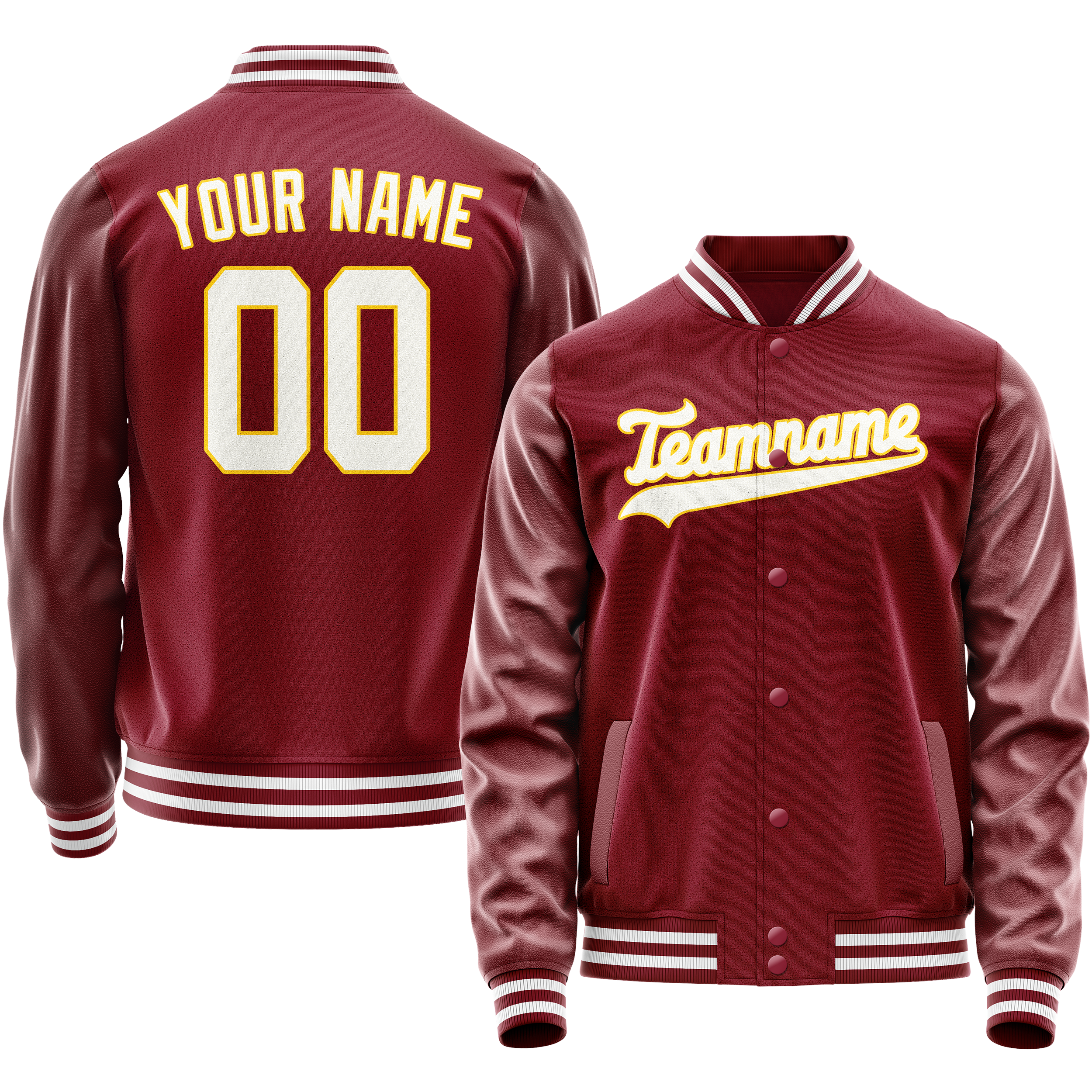 Custom Crimson White Solid Color Varsity Letterman Jacket JA02240617KZ534