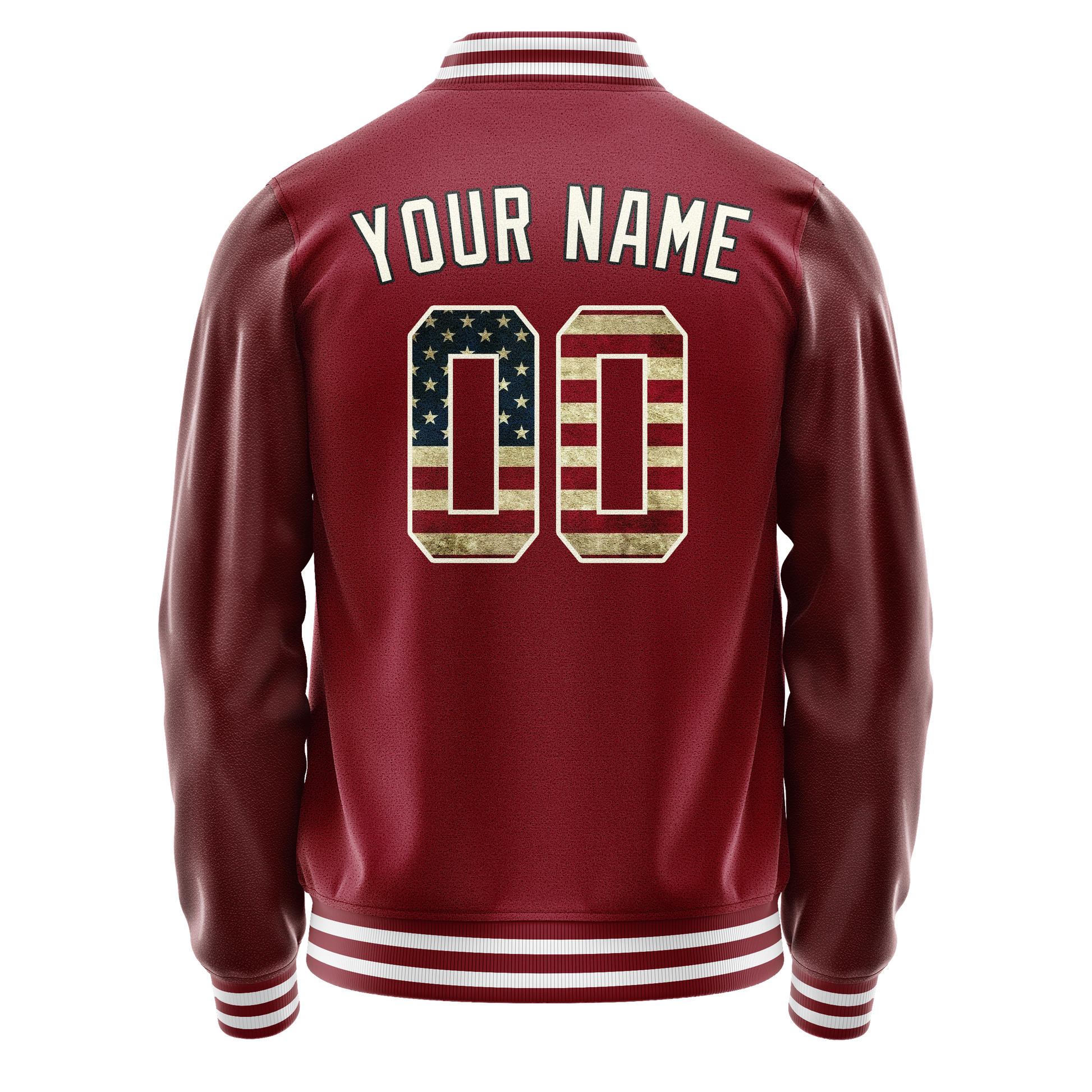 Custom Crimson Cream Vintage Usa Flag Varsity Letterman Jacket JA02240617KZ508