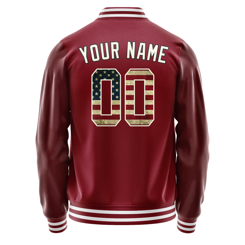 Custom Crimson Cream Vintage Usa Flag Varsity Letterman Jacket JA02240617KZ508