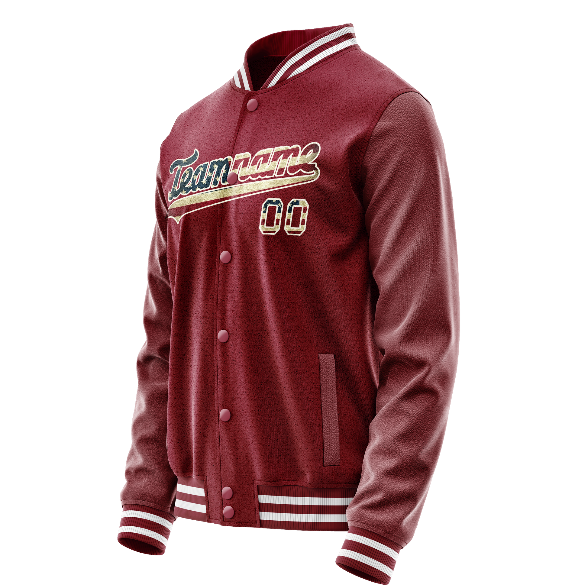 Custom Crimson Cream Vintage Usa Flag Varsity Letterman Jacket JA02240617KZ508