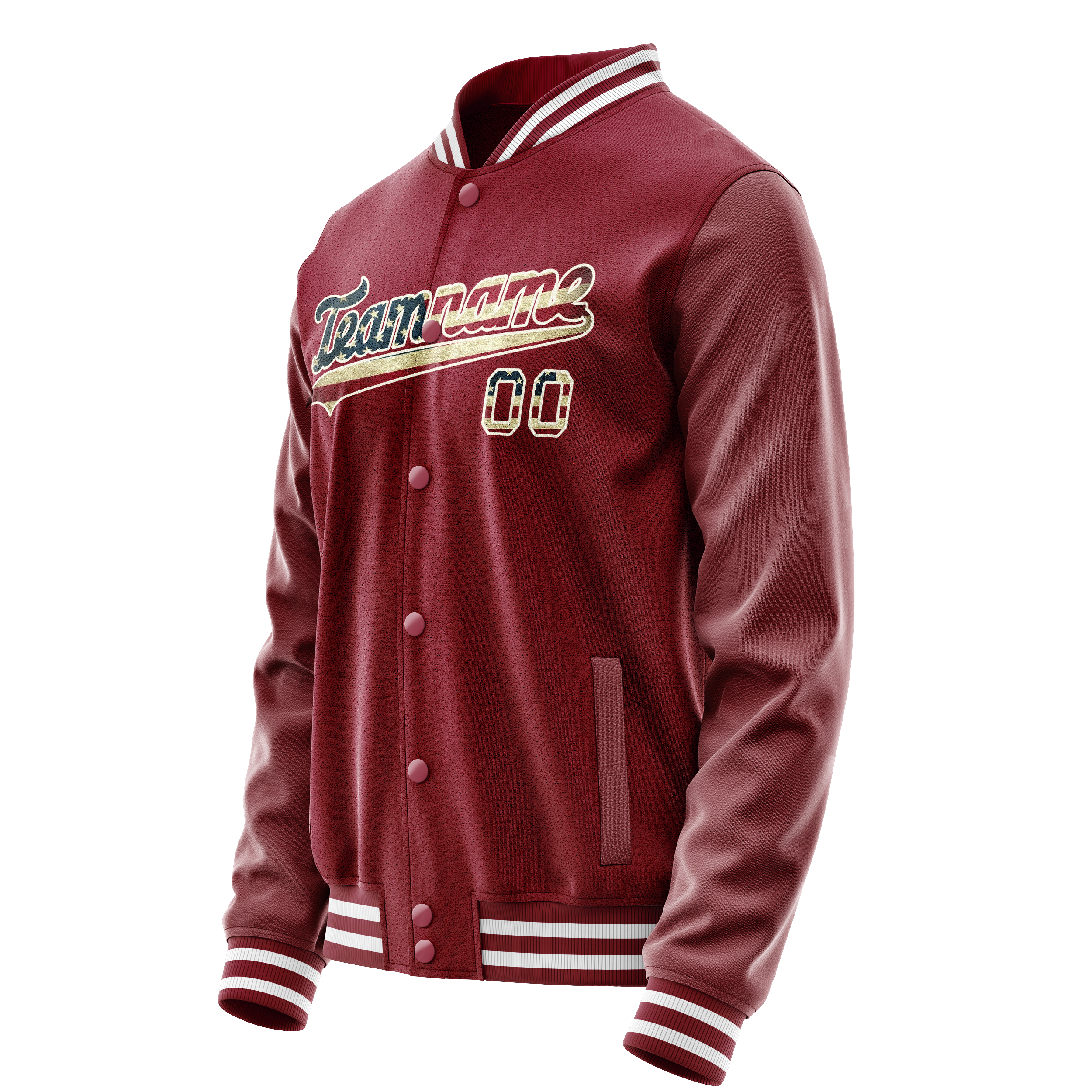 Custom Crimson Cream Vintage Usa Flag Varsity Letterman Jacket JA02240617KZ508