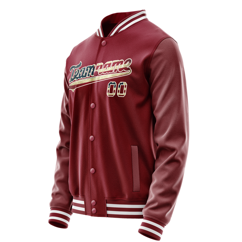 Custom Crimson Cream Vintage Usa Flag Varsity Letterman Jacket JA02240617KZ508