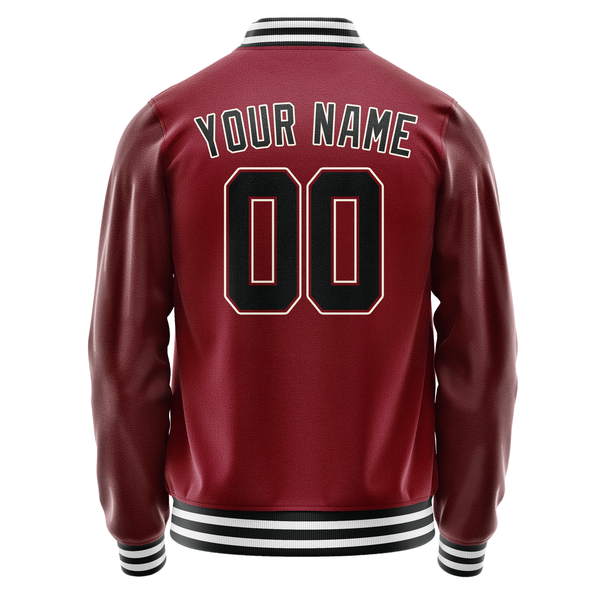 Custom Crimson Black Solid Color Varsity Letterman Jacket JA02240617KZ525