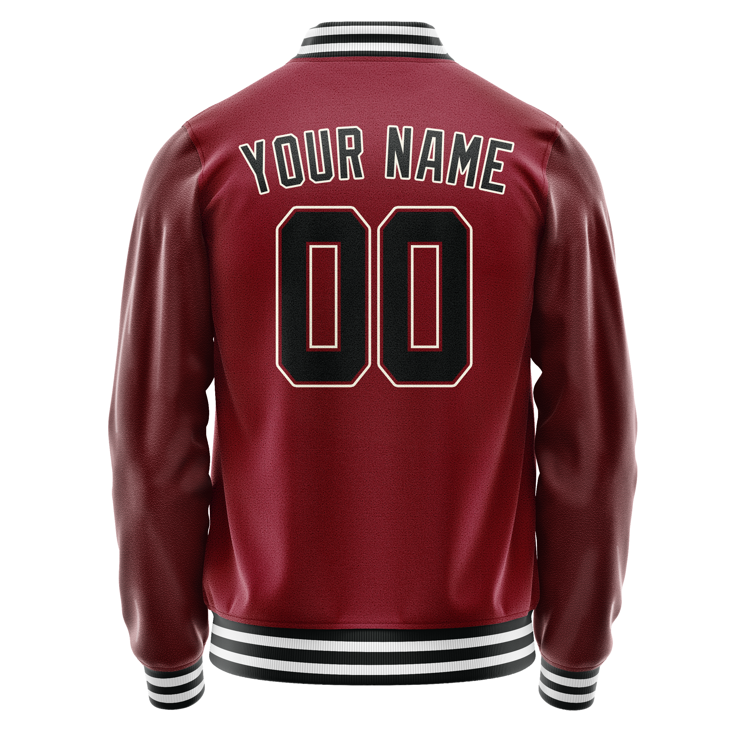 Custom Crimson Black Solid Color Varsity Letterman Jacket JA02240617KZ525