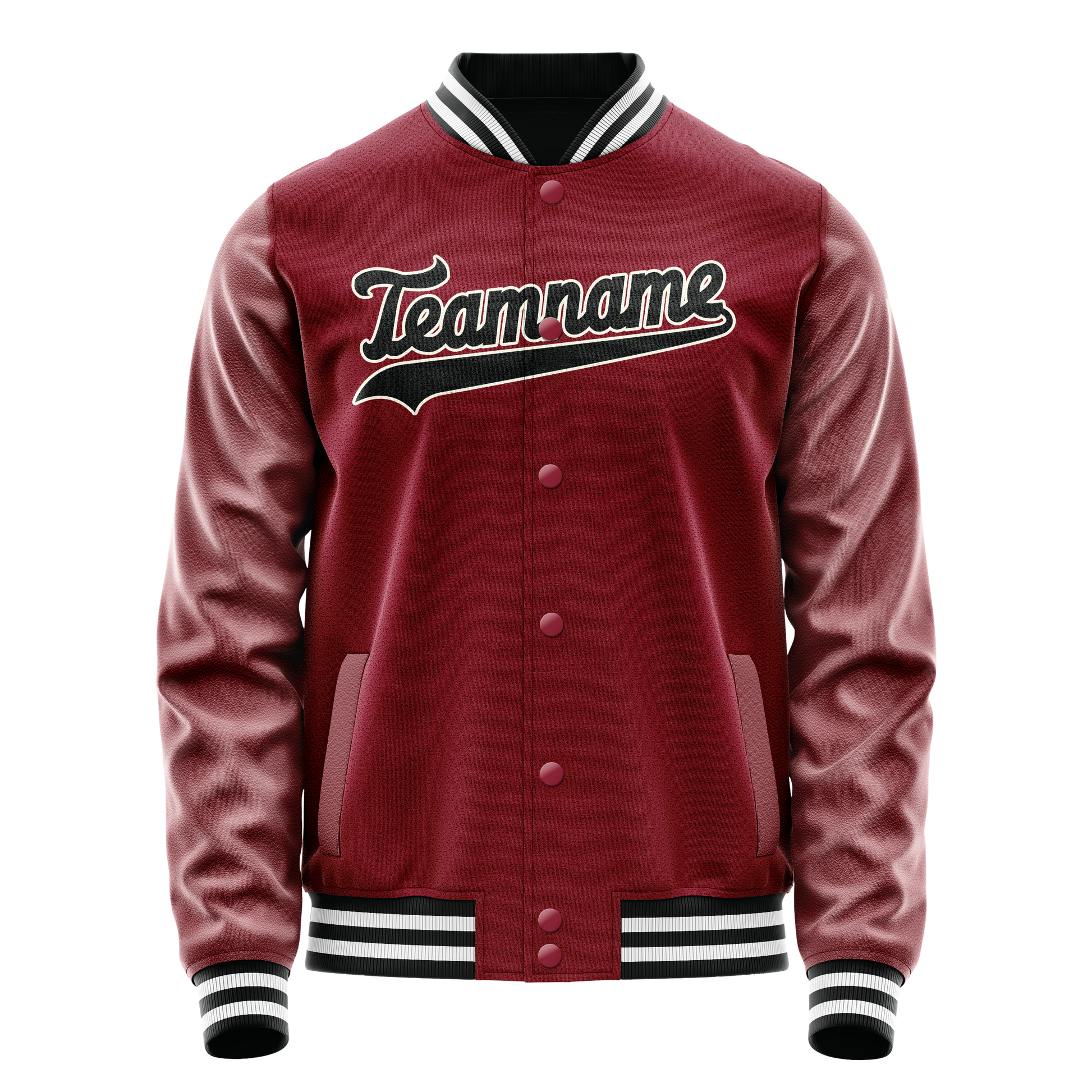 Custom Crimson Black Solid Color Varsity Letterman Jacket JA02240617KZ525