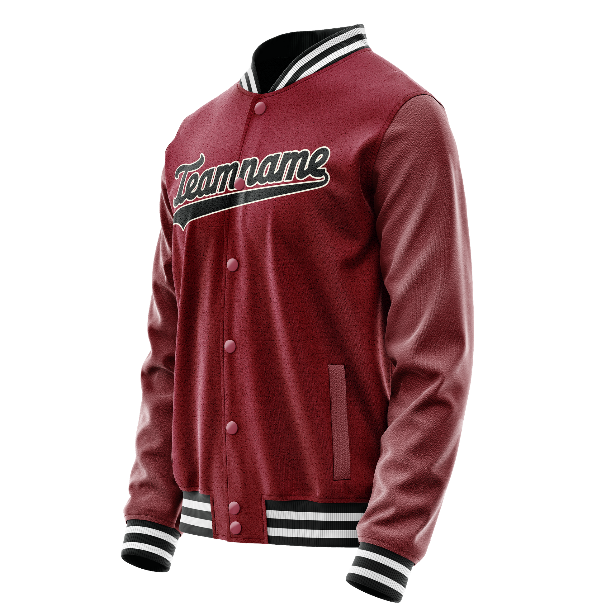 Custom Crimson Black Solid Color Varsity Letterman Jacket JA02240617KZ525