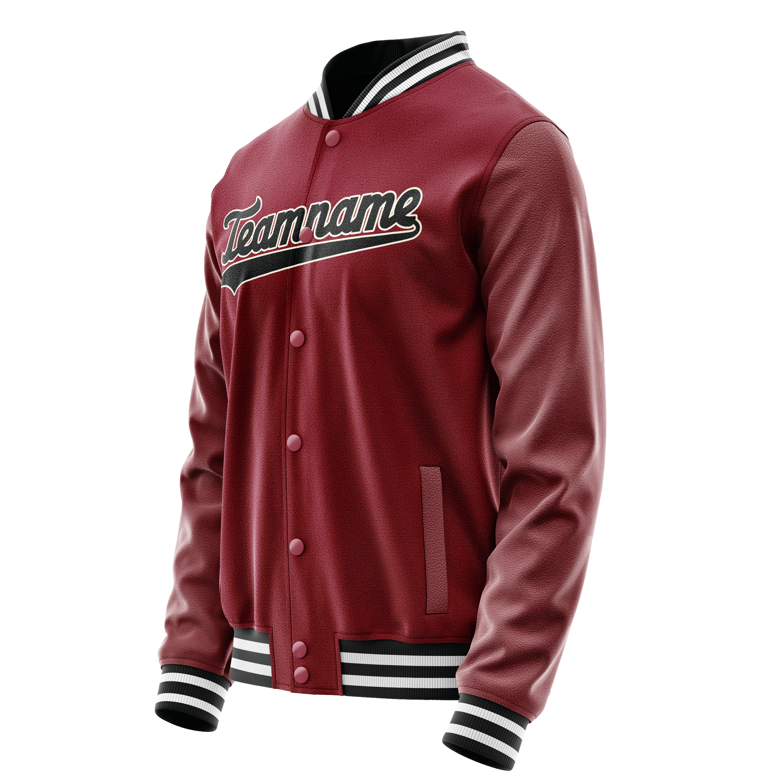 Custom Crimson Black Solid Color Varsity Letterman Jacket JA02240617KZ525