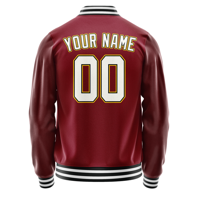 Custom Crimson White Solid Color Varsity Letterman Jacket JA02240617KZ524
