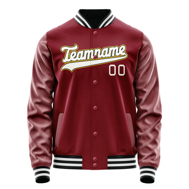 Custom Crimson White Solid Color Varsity Letterman Jacket JA02240617KZ524