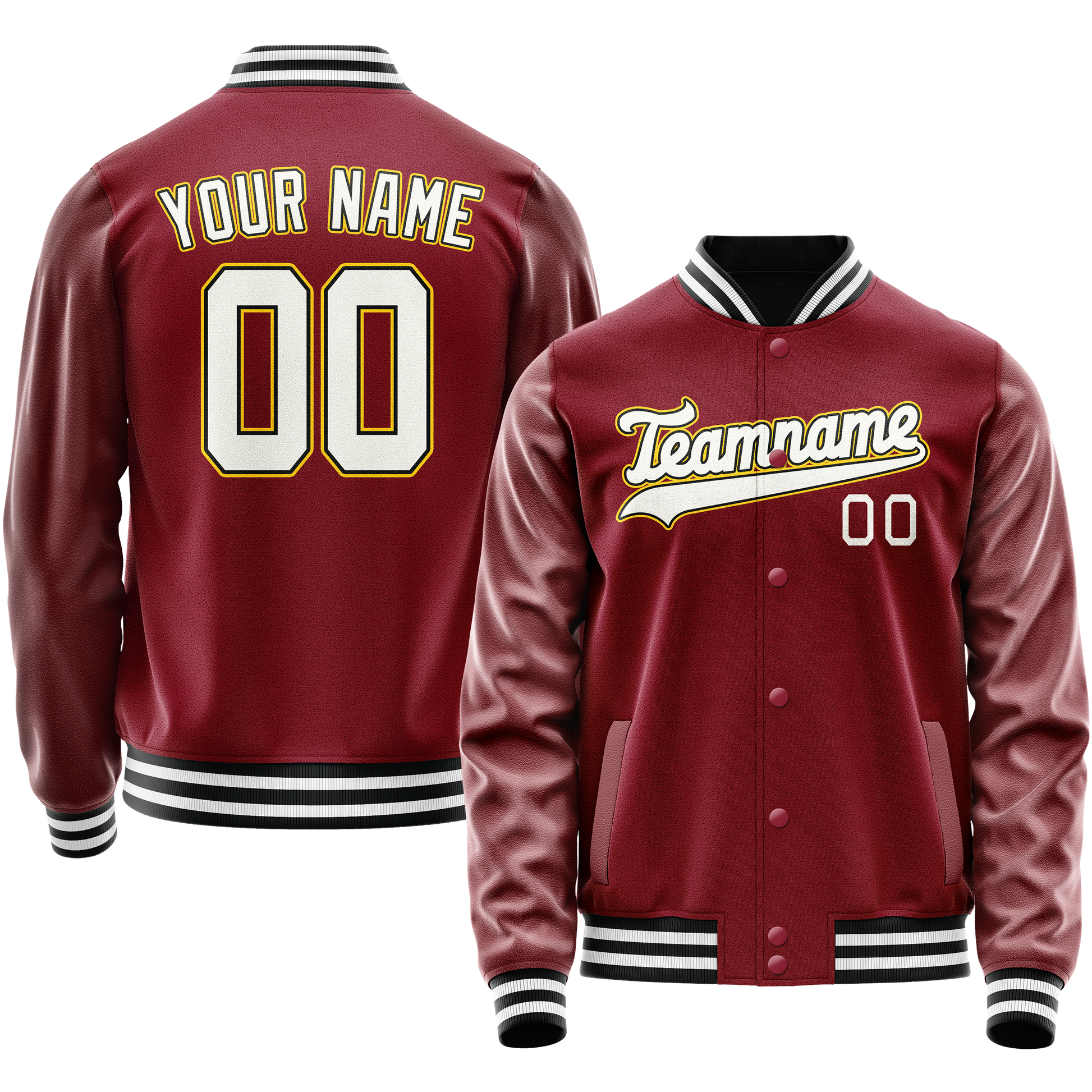 Custom Crimson White Solid Color Varsity Letterman Jacket JA02240617KZ524