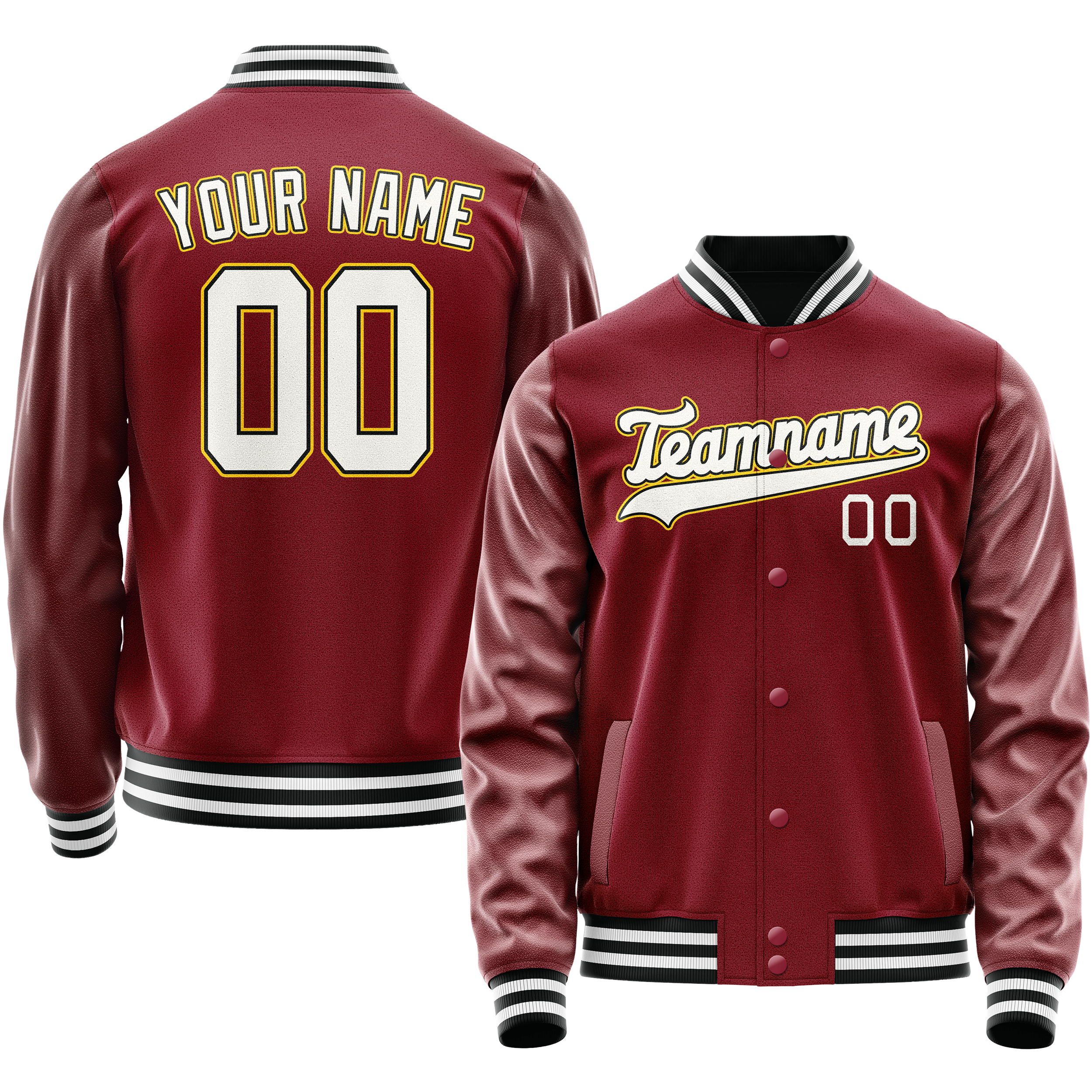 Custom Crimson White Solid Color Varsity Letterman Jacket JA02240617KZ524