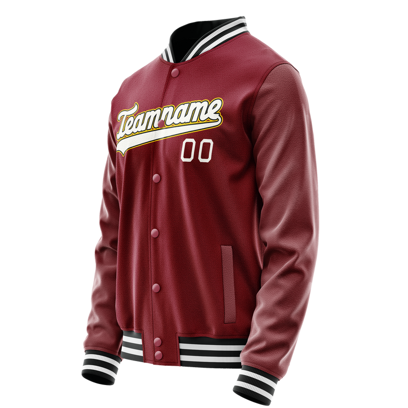 Custom Crimson White Solid Color Varsity Letterman Jacket JA02240617KZ524