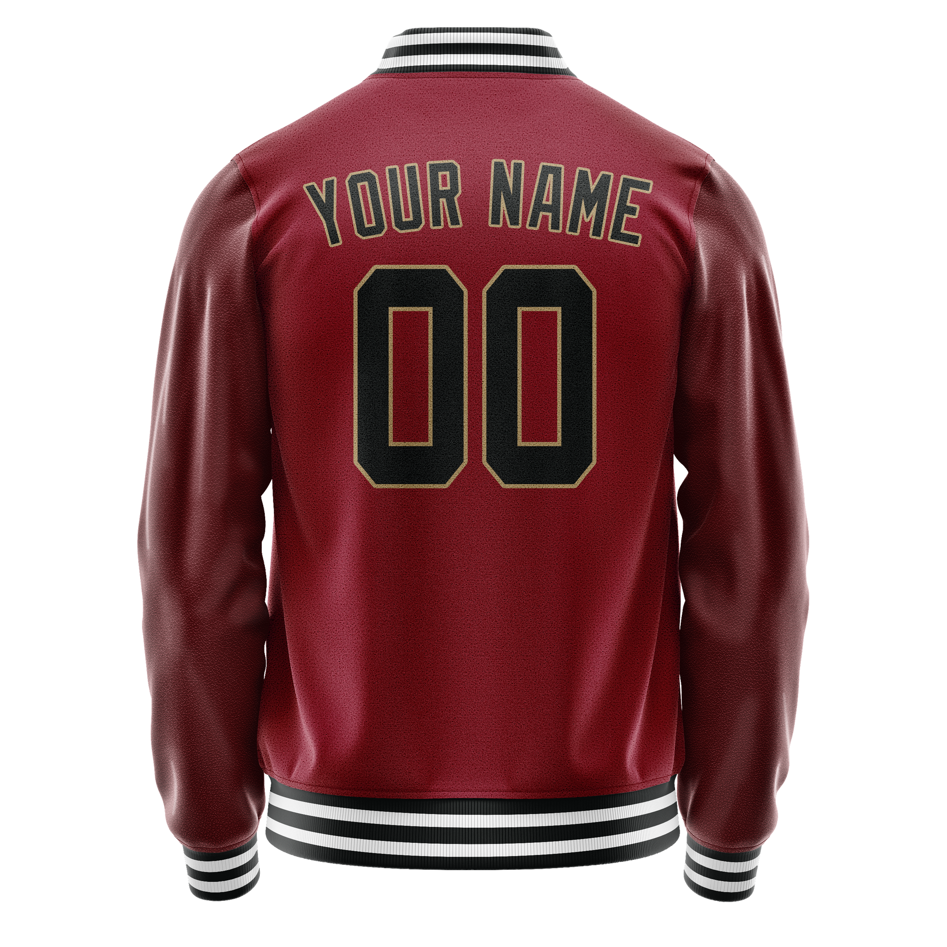 Custom Crimson Black Solid Color Varsity Letterman Jacket JA02240617KZ507