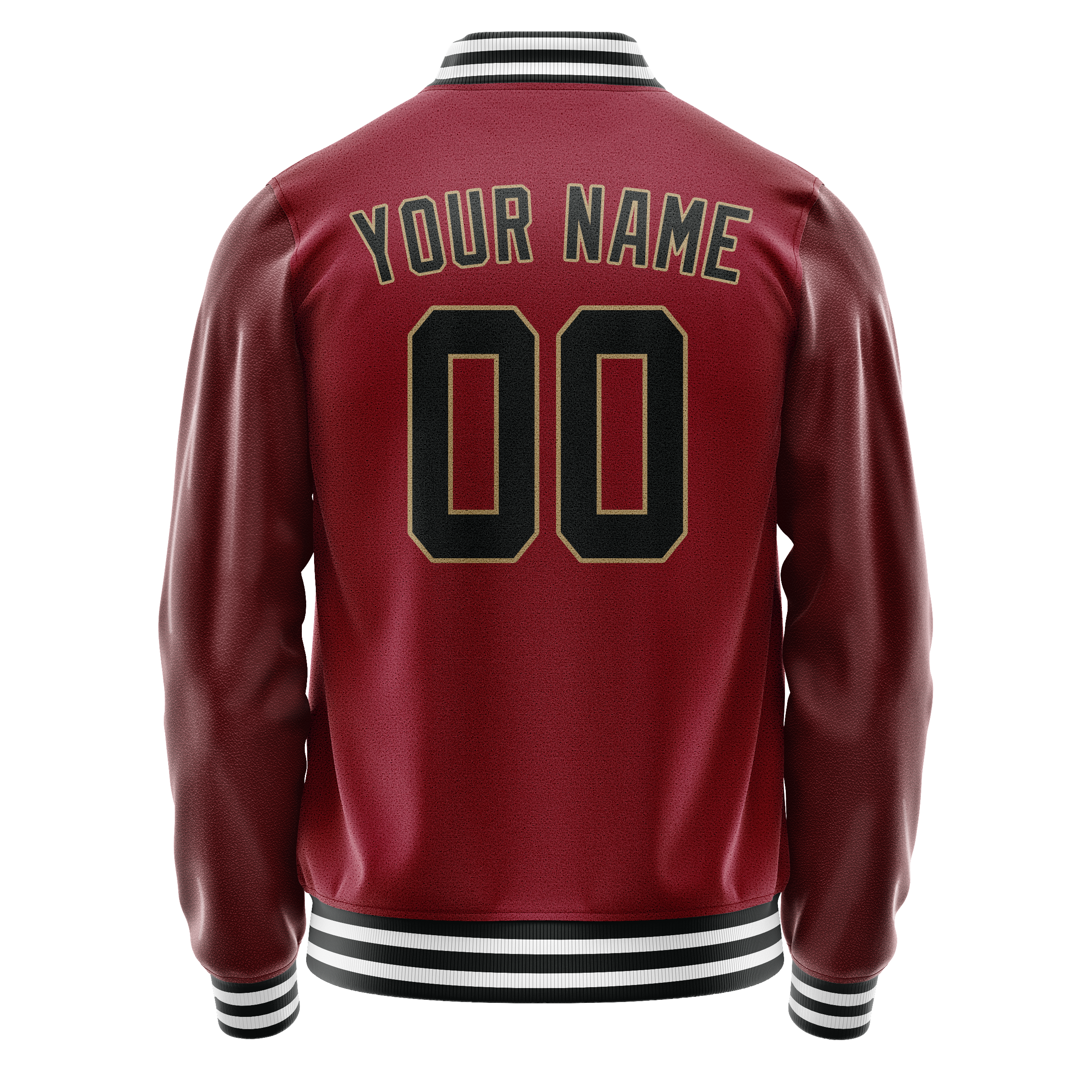 Custom Crimson Black Solid Color Varsity Letterman Jacket JA02240617KZ507