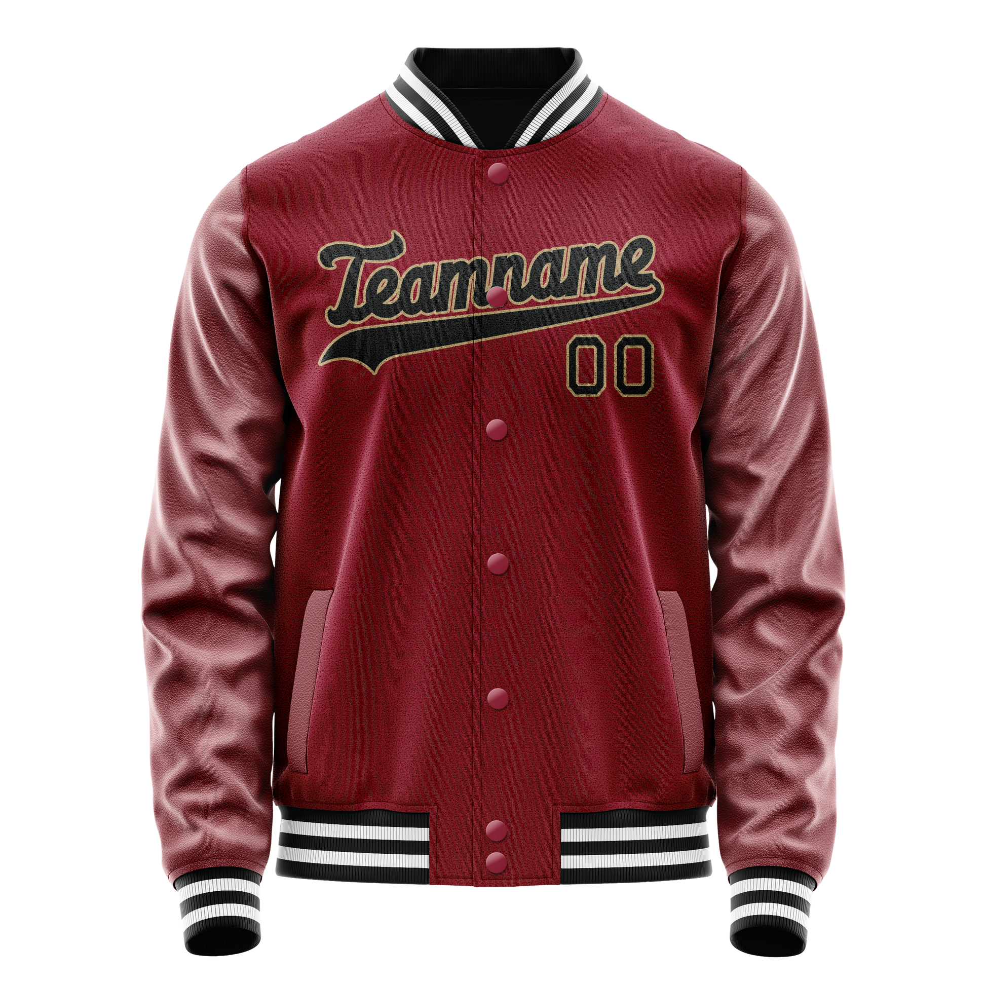 Custom Crimson Black Solid Color Varsity Letterman Jacket JA02240617KZ507