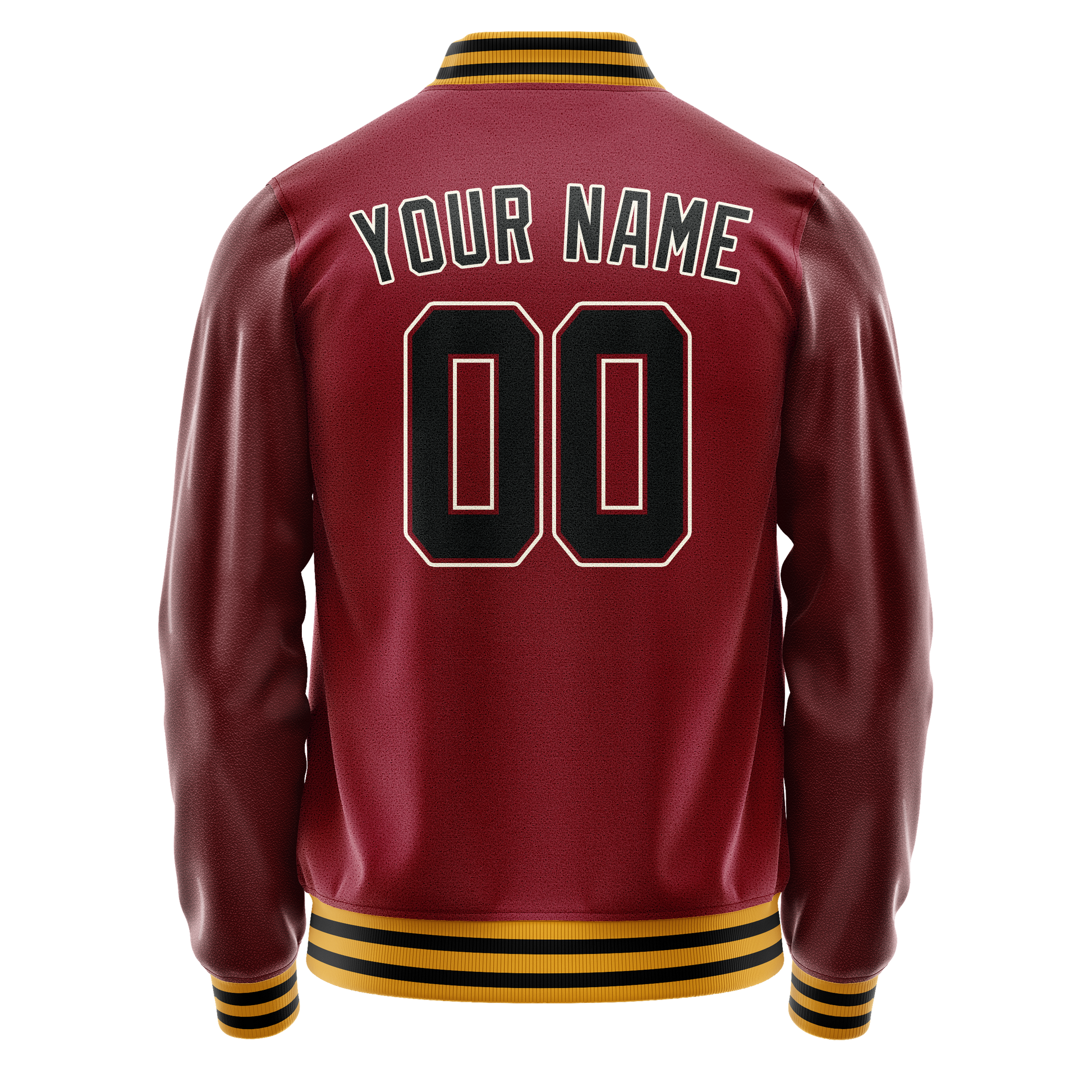 Custom Crimson Black Solid Color Varsity Letterman Jacket JA02240617KZ521