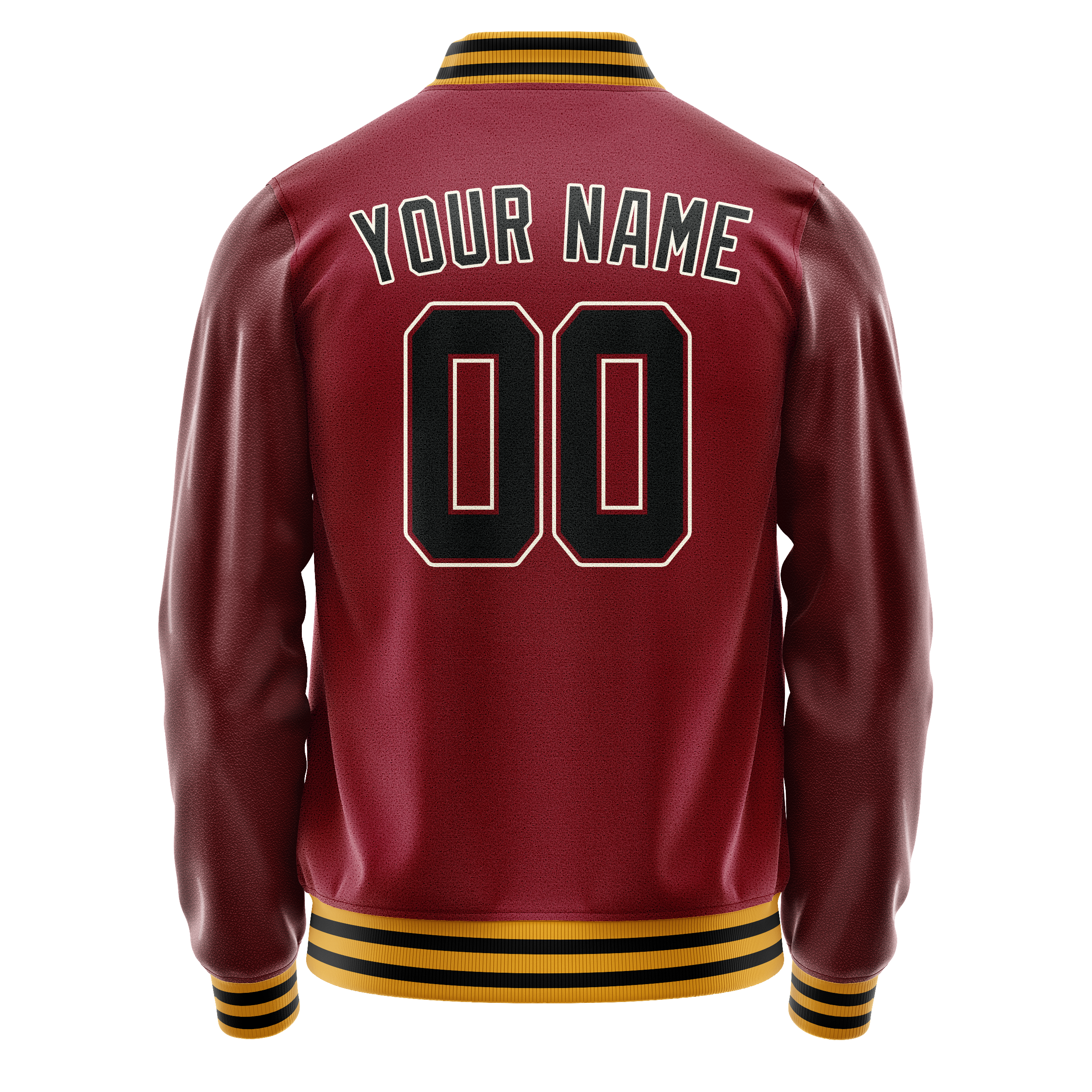 Custom Crimson Black Solid Color Varsity Letterman Jacket JA02240617KZ521