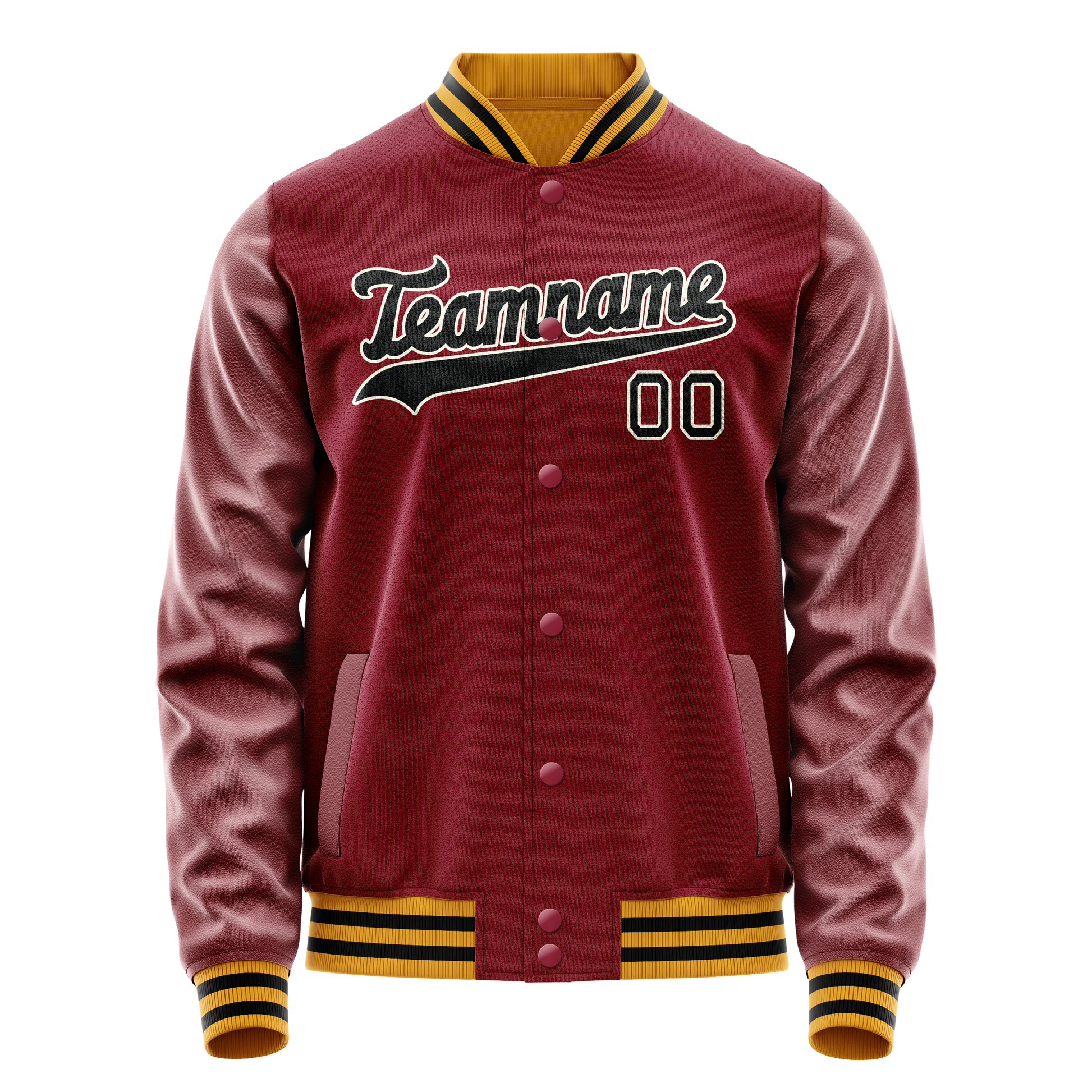 Custom Crimson Black Solid Color Varsity Letterman Jacket JA02240617KZ521
