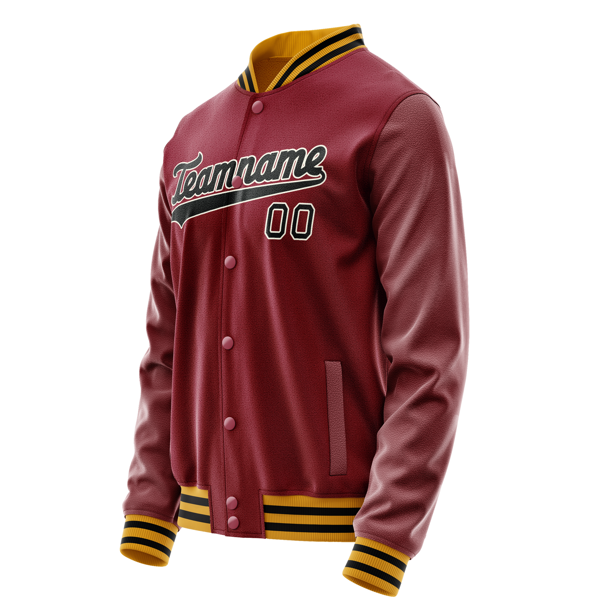 Custom Crimson Black Solid Color Varsity Letterman Jacket JA02240617KZ521
