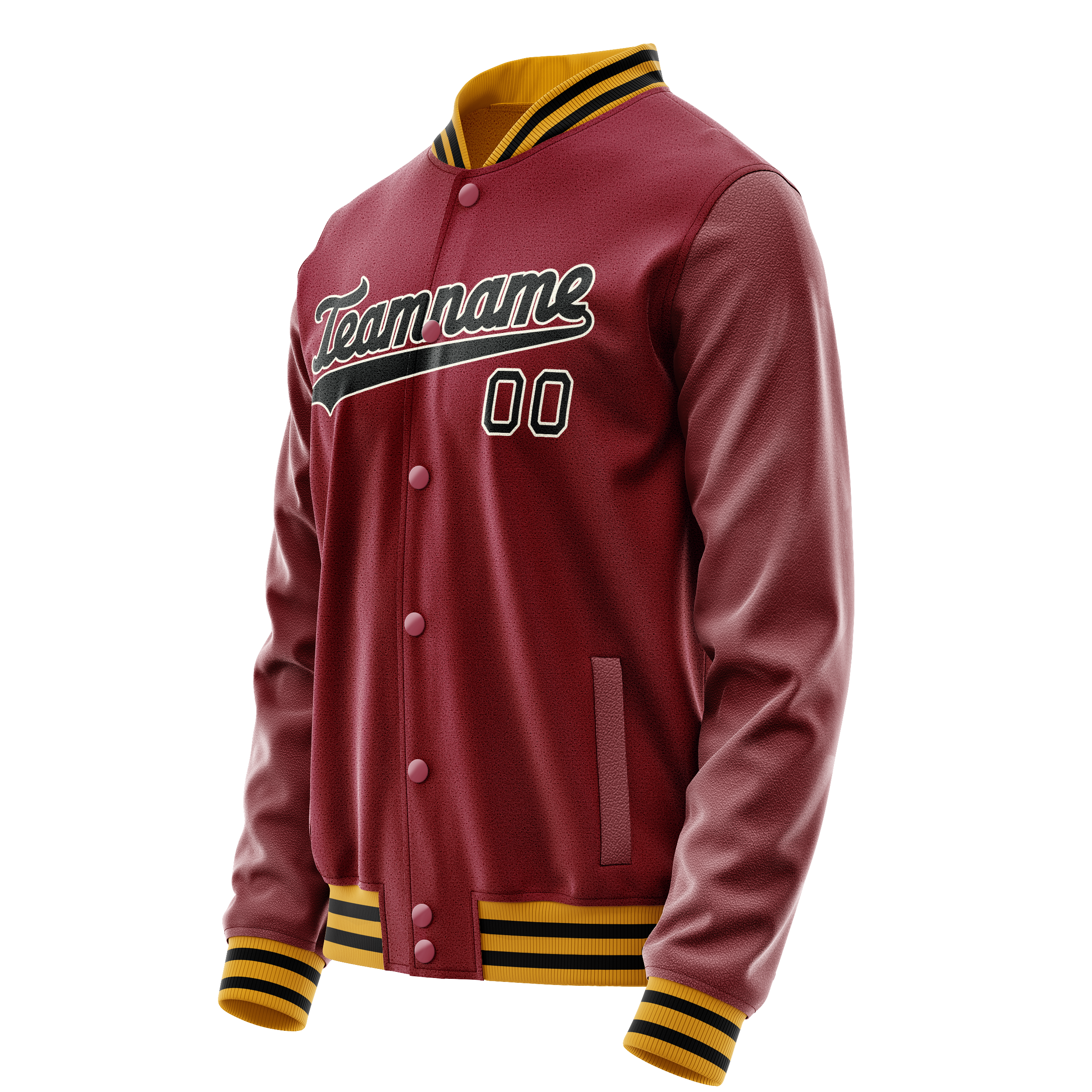 Custom Crimson Black Solid Color Varsity Letterman Jacket JA02240617KZ521
