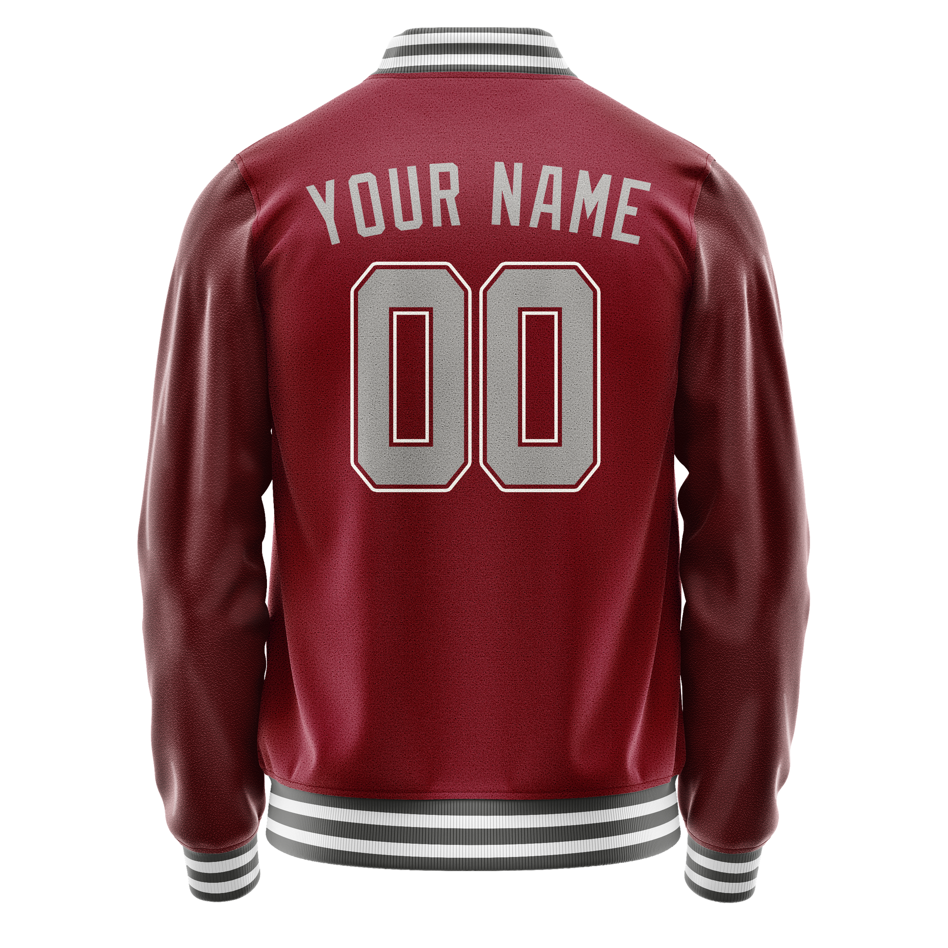 Custom Crimson Gray Solid Color Varsity Letterman Jacket JA02240617KZ529