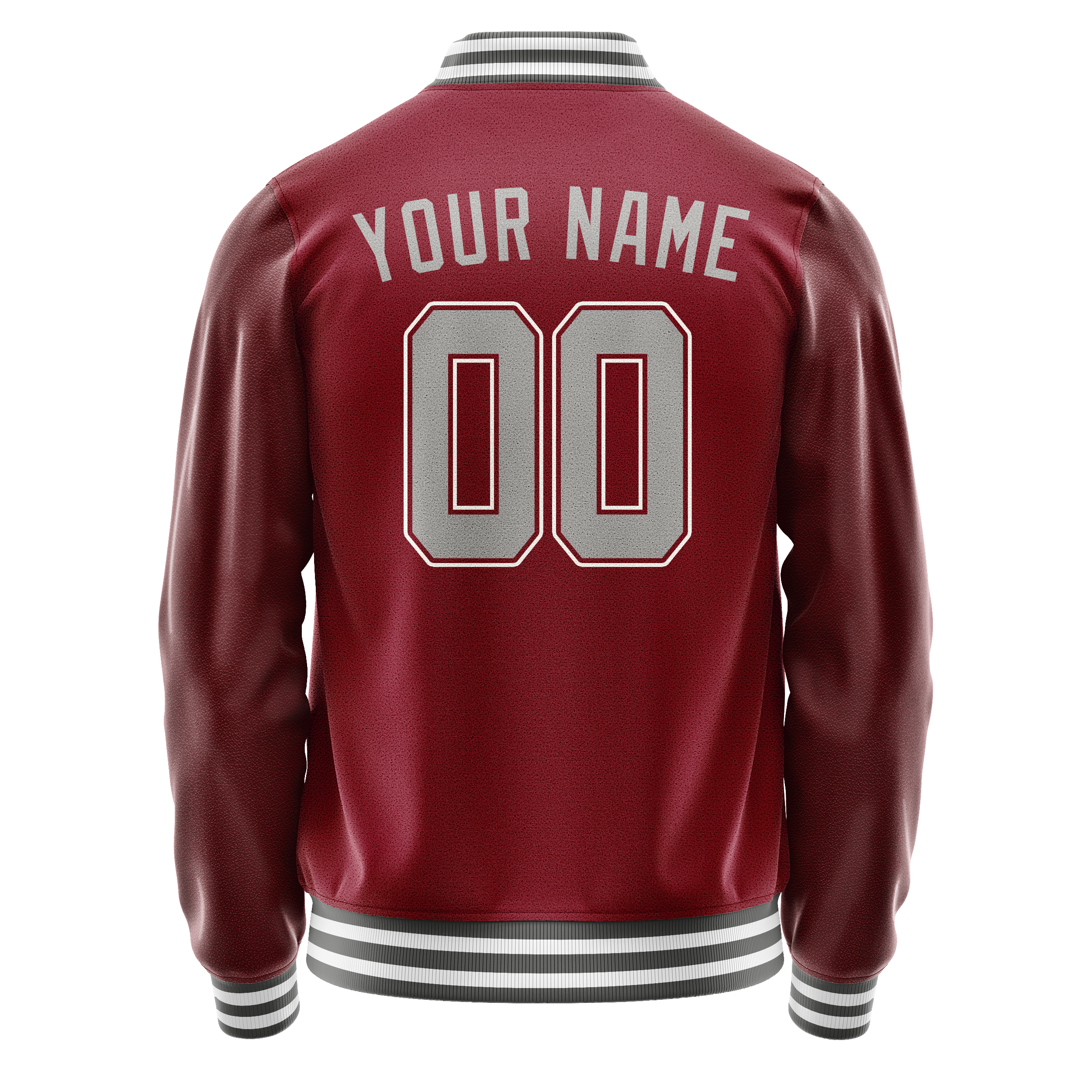 Custom Crimson Gray Solid Color Varsity Letterman Jacket JA02240617KZ529