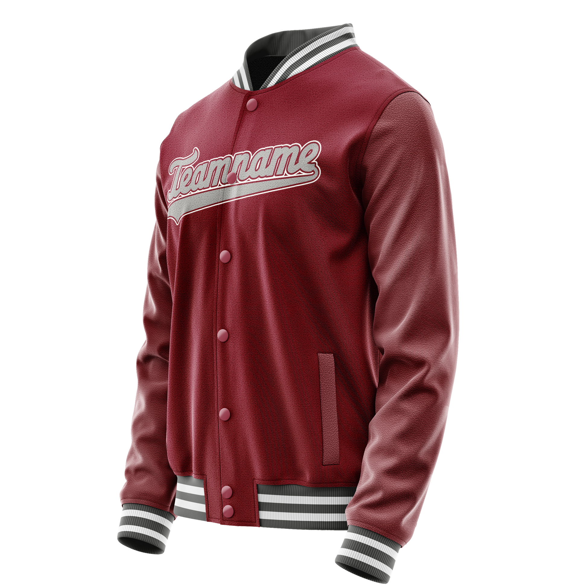 Custom Crimson Gray Solid Color Varsity Letterman Jacket JA02240617KZ529