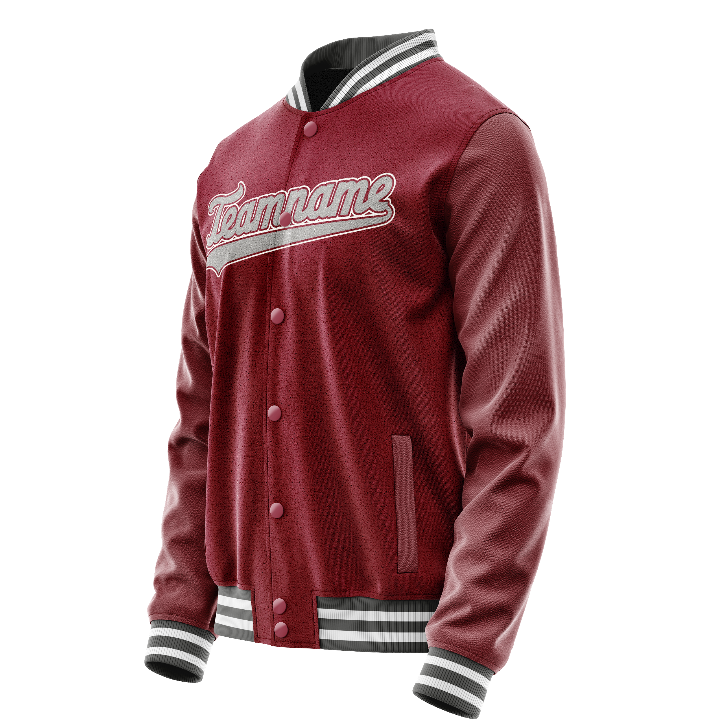 Custom Crimson Gray Solid Color Varsity Letterman Jacket JA02240617KZ529