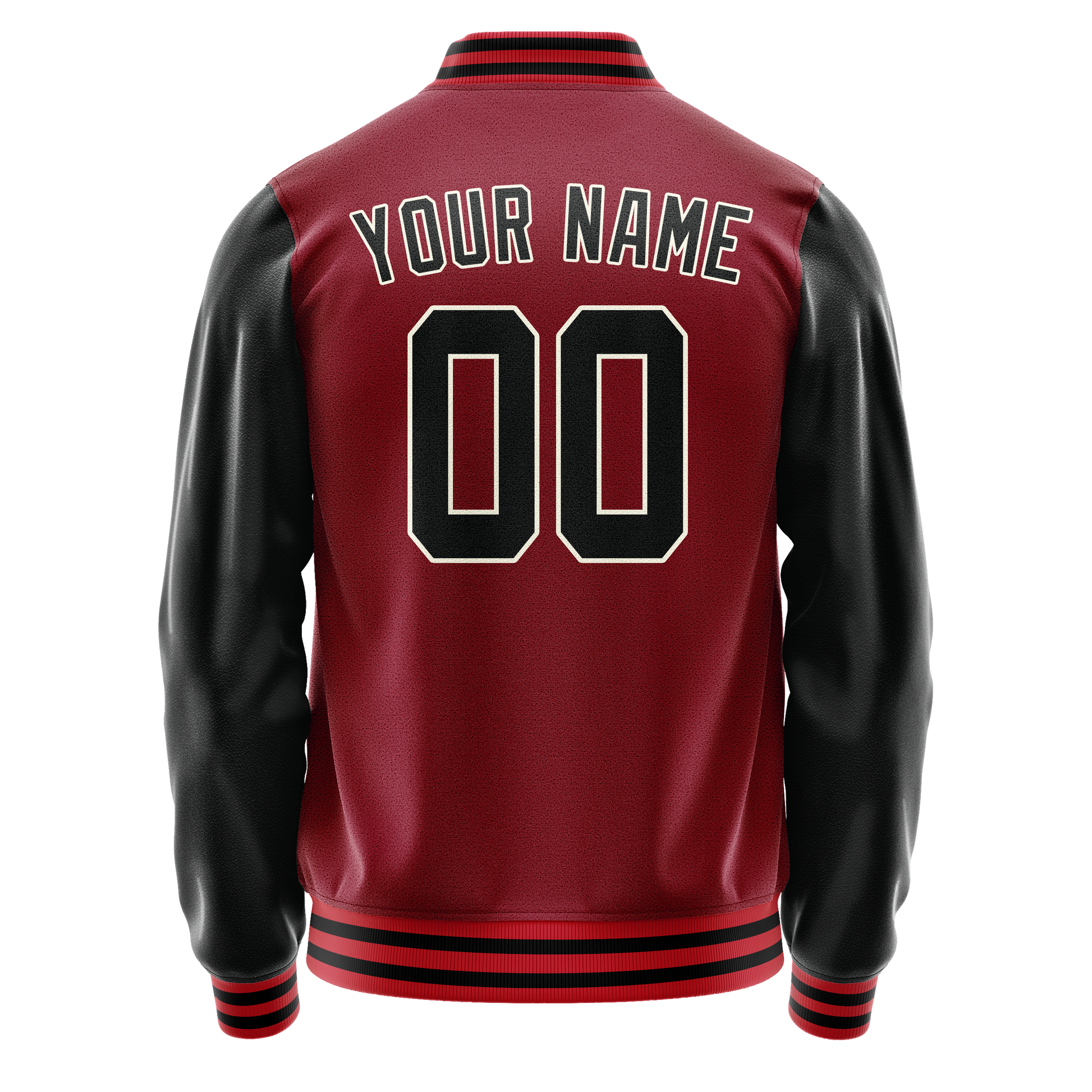 Custom Crimson Black Solid Color Varsity Letterman Jacket JA02240617KZ531