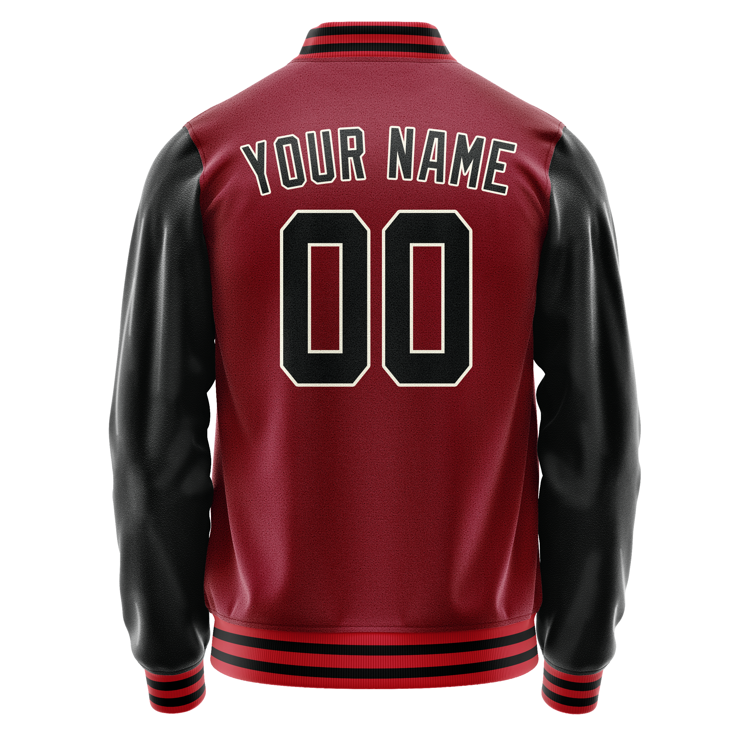 Custom Crimson Black Solid Color Varsity Letterman Jacket JA02240617KZ531