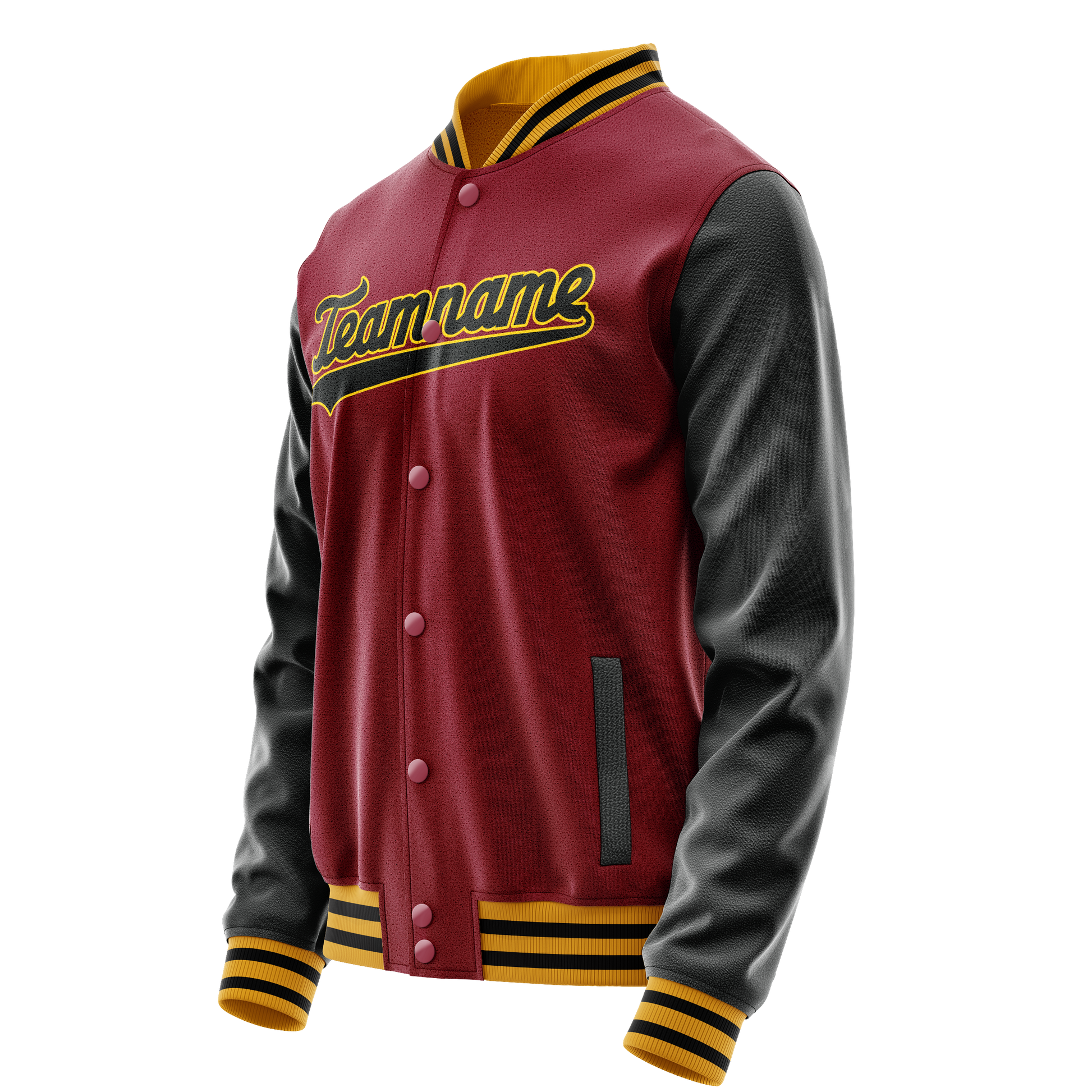 Custom Crimson Black Solid Color Varsity Letterman Jacket JA02240617KZ532