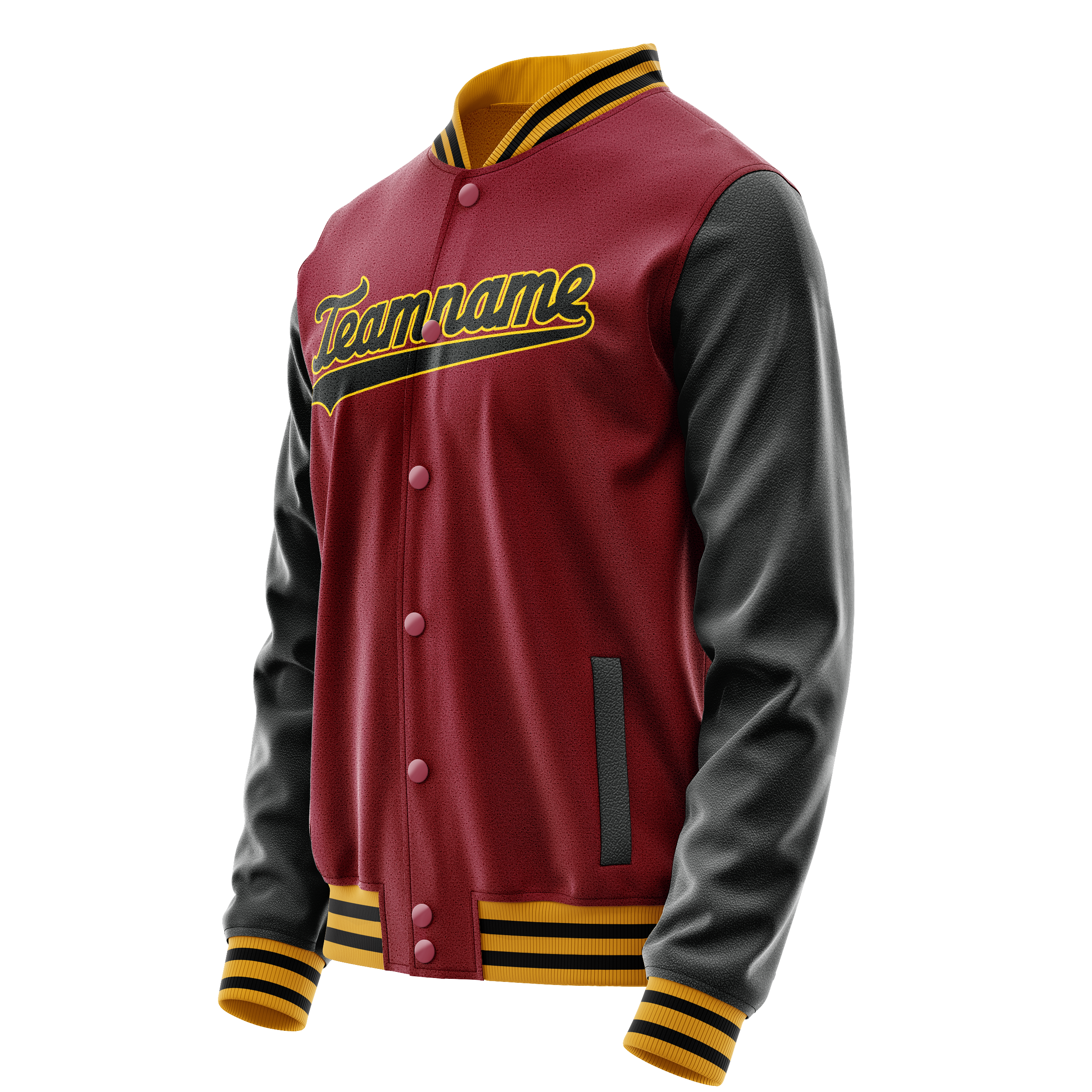Custom Crimson Black Solid Color Varsity Letterman Jacket JA02240617KZ532