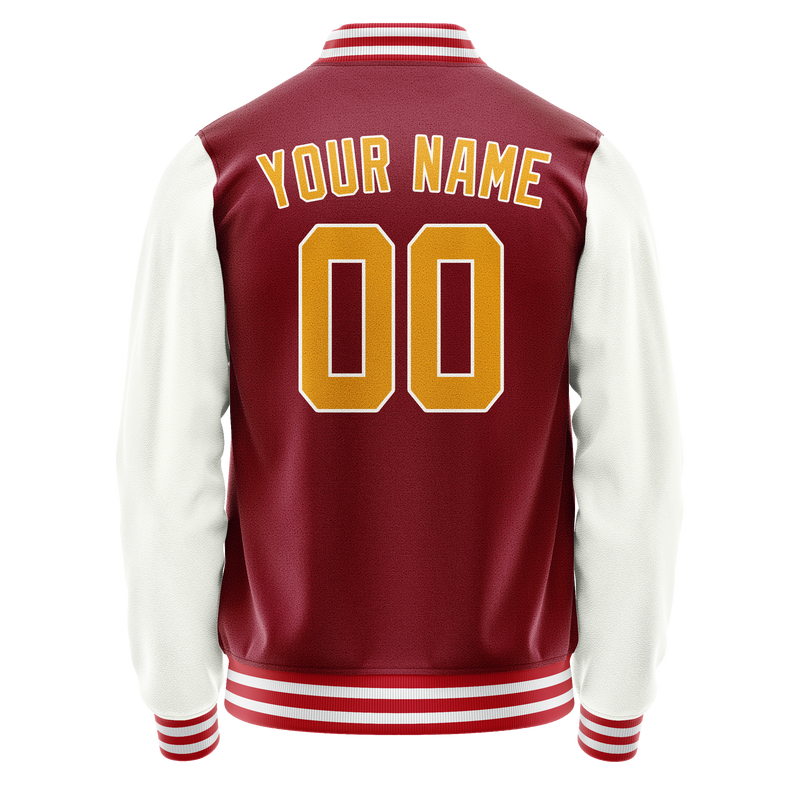 Custom Crimson White Solid Color Varsity Letterman Jacket JA02240617KZ527