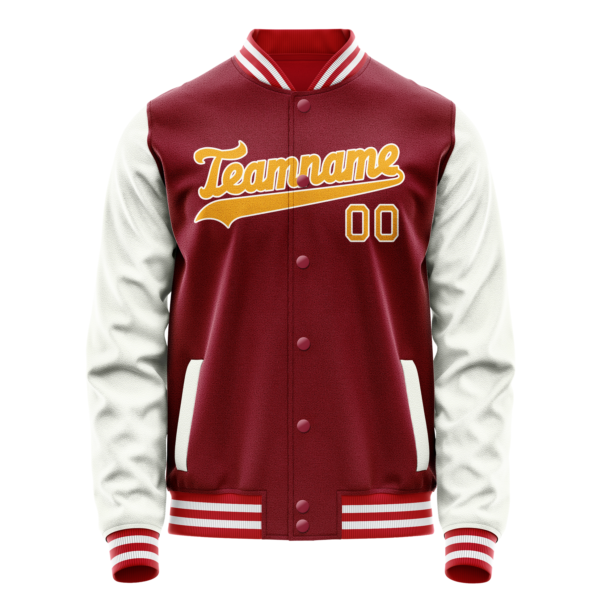 Custom Crimson White Solid Color Varsity Letterman Jacket JA02240617KZ527