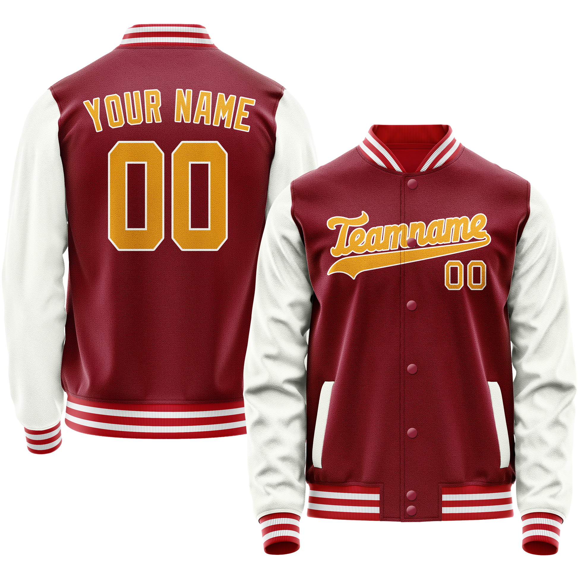 Custom Crimson White Solid Color Varsity Letterman Jacket JA02240617KZ527