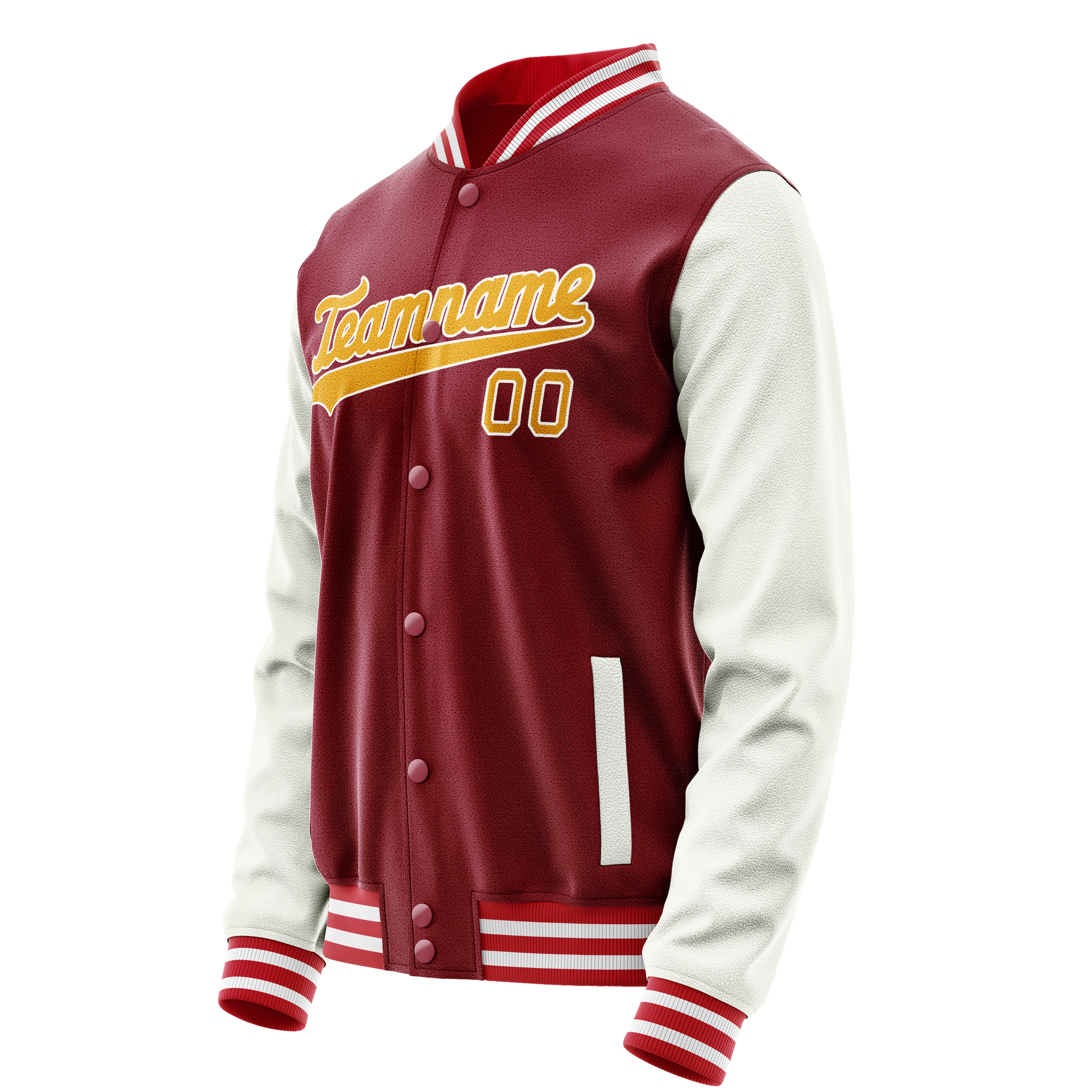 Custom Crimson White Solid Color Varsity Letterman Jacket JA02240617KZ527