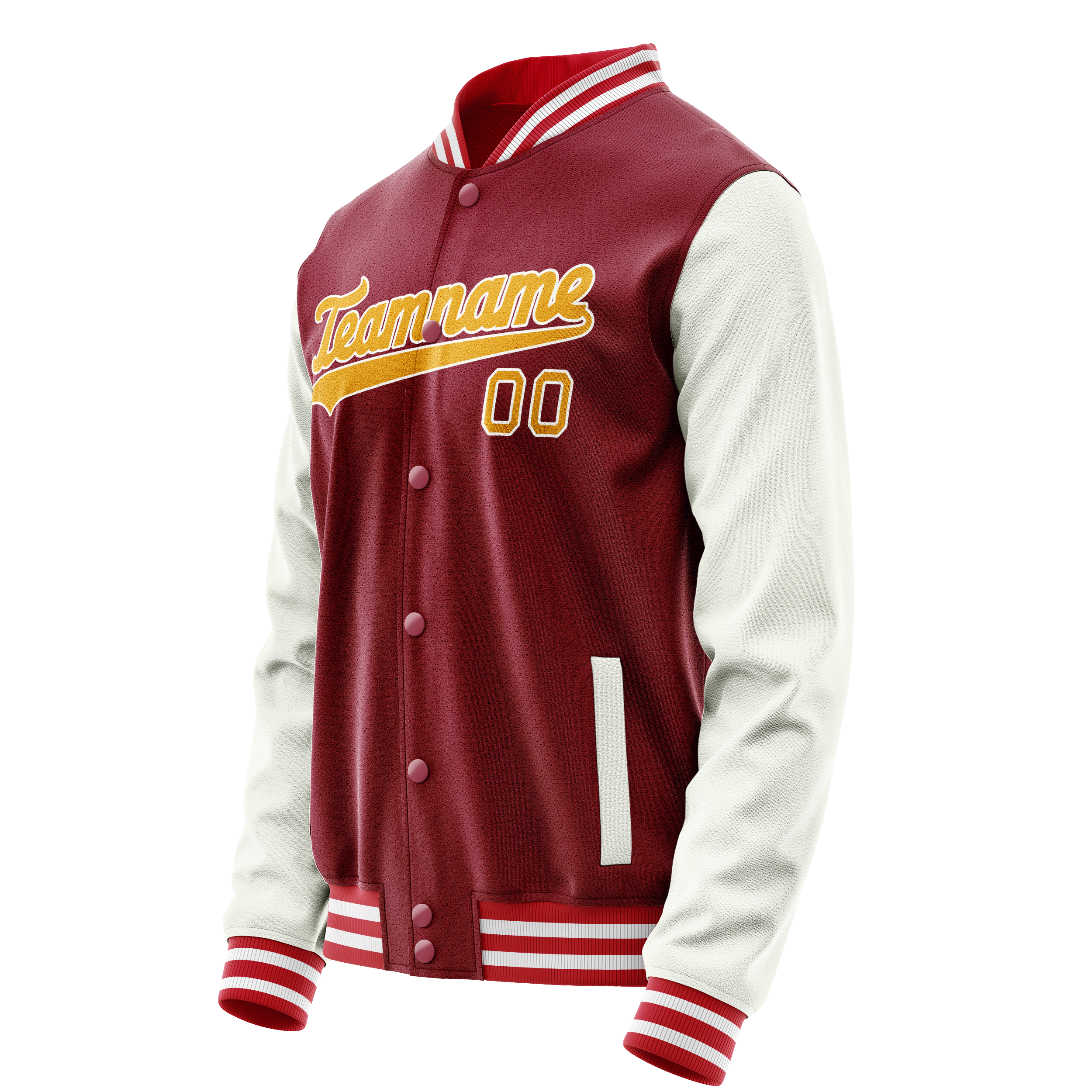 Custom Crimson White Solid Color Varsity Letterman Jacket JA02240617KZ527