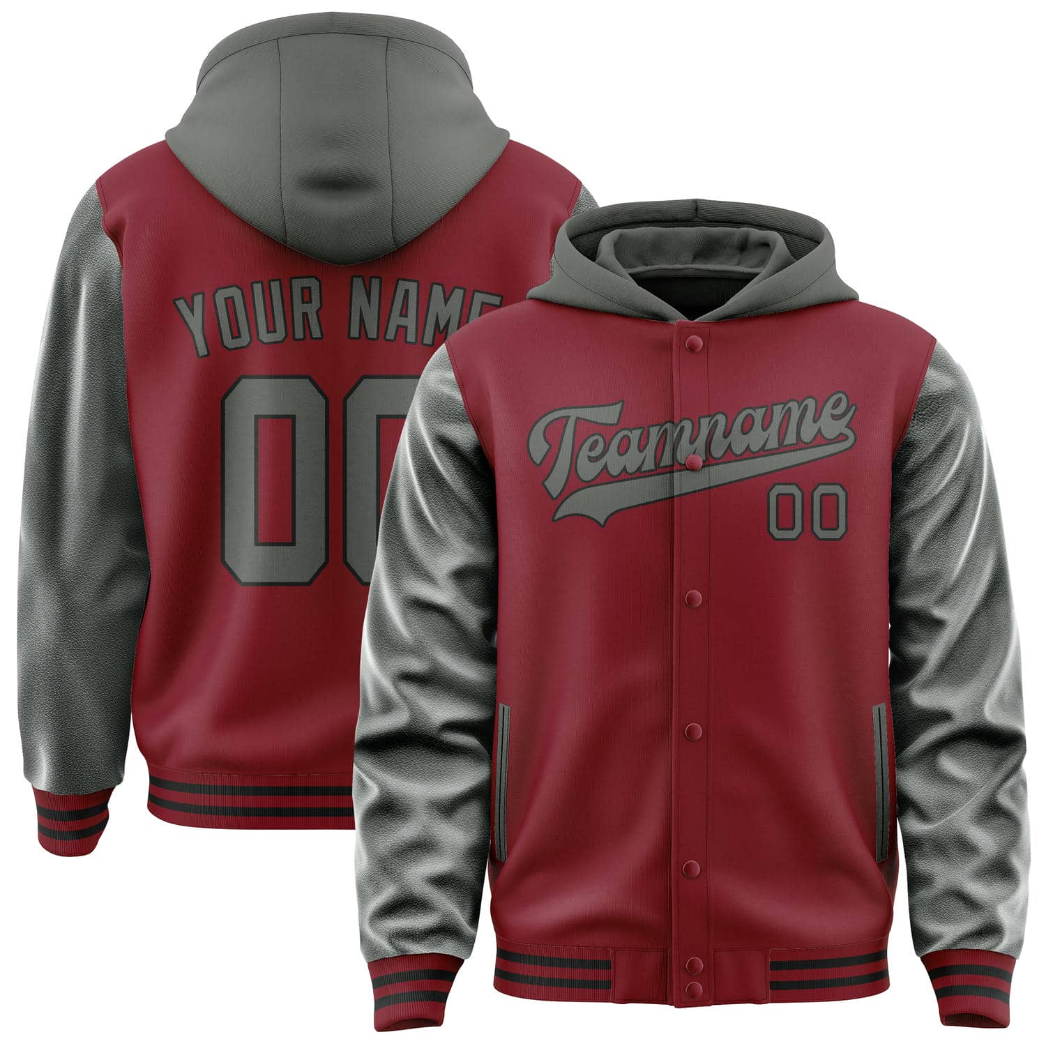 Custom Crimson Red Dark Grey Jacket