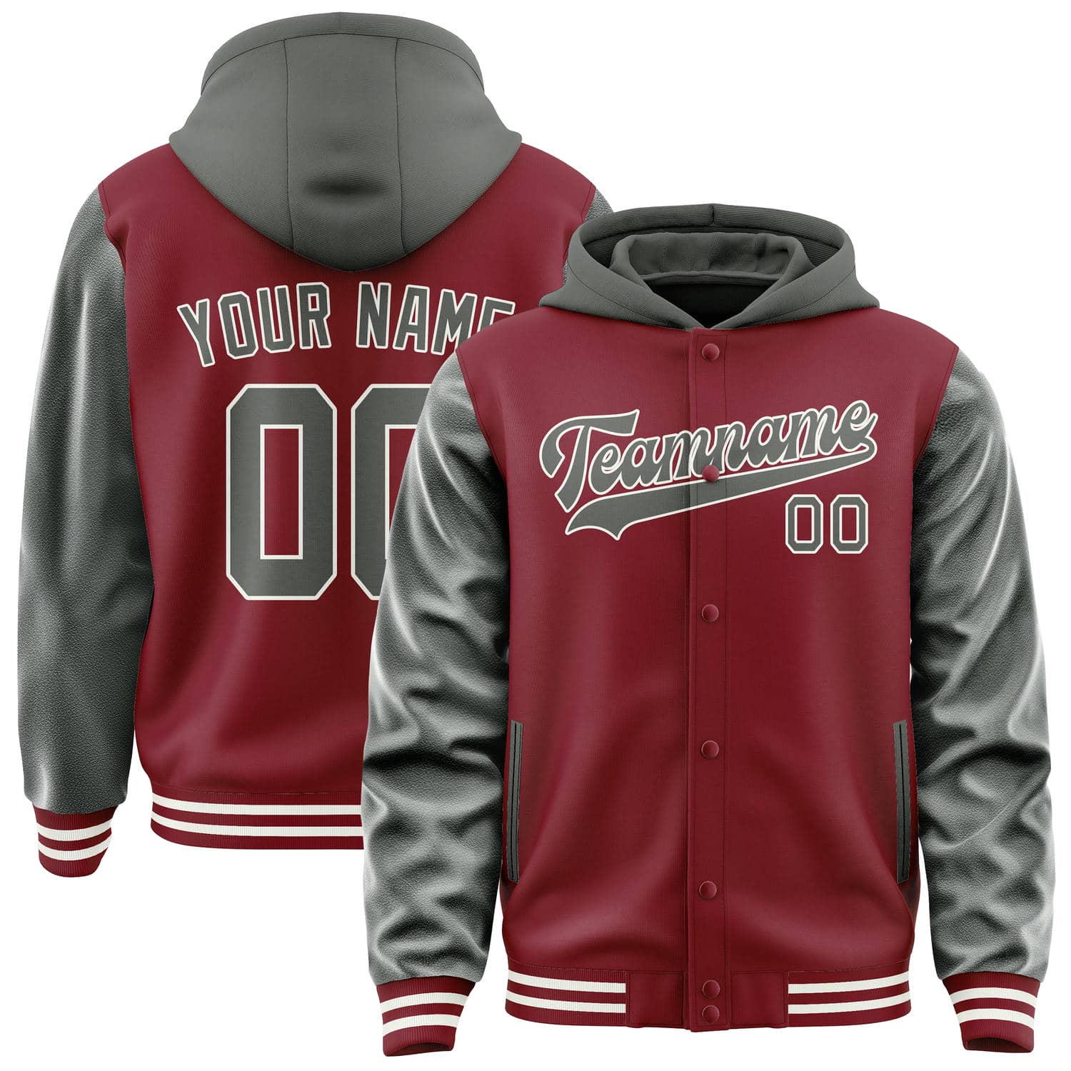 Custom Crimson Red Dark Grey Jacket