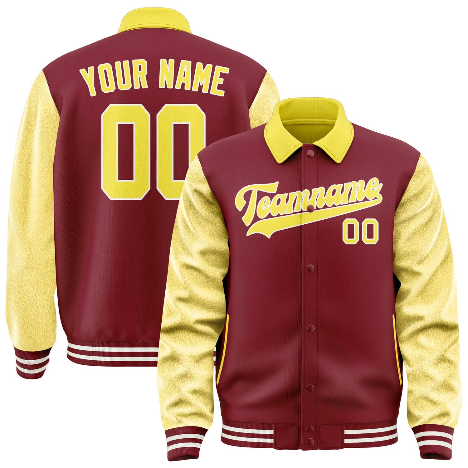 Custom Crimson Red Light Yellow Jacket