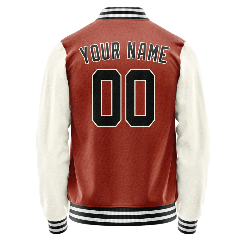 Custom Texas-Orange Cream Solid Color Varsity Letterman Jacket JA02240617JG442