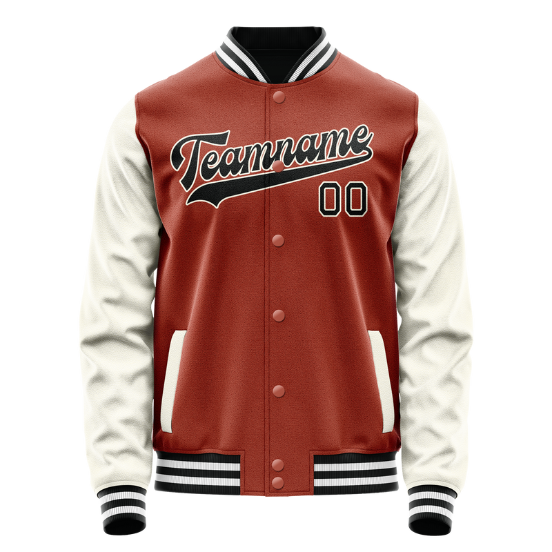 Custom Texas-Orange Cream Solid Color Varsity Letterman Jacket JA02240617JG442