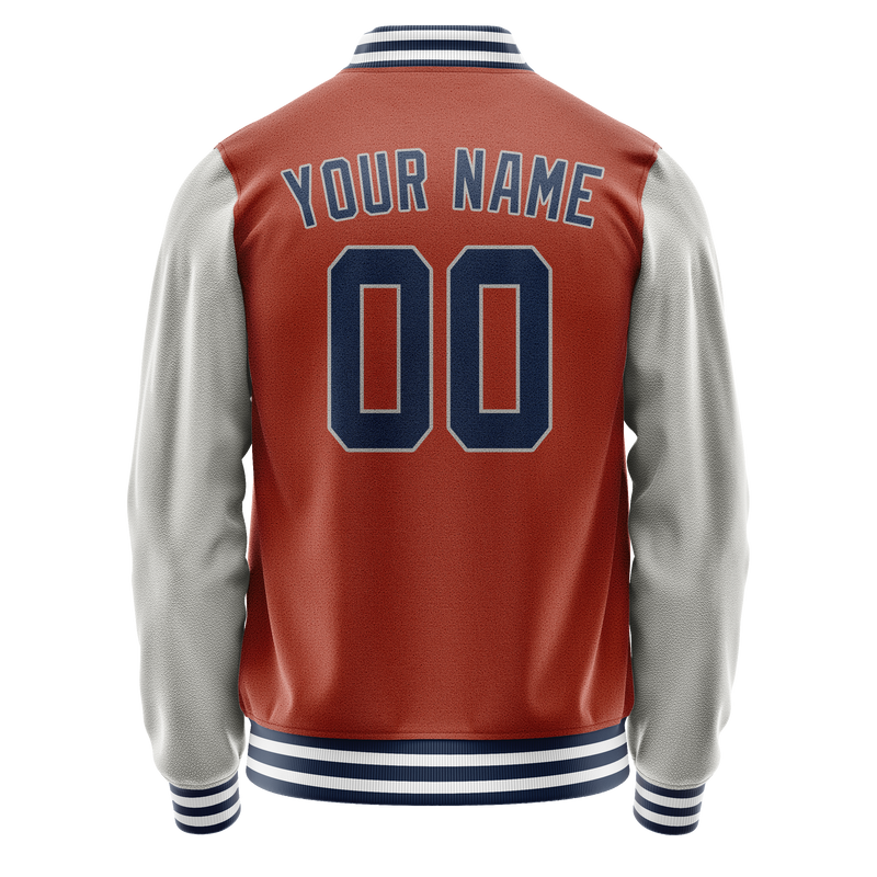 Custom Texas-Orange Gray Solid Color Varsity Letterman Jacket JA02240617JG446